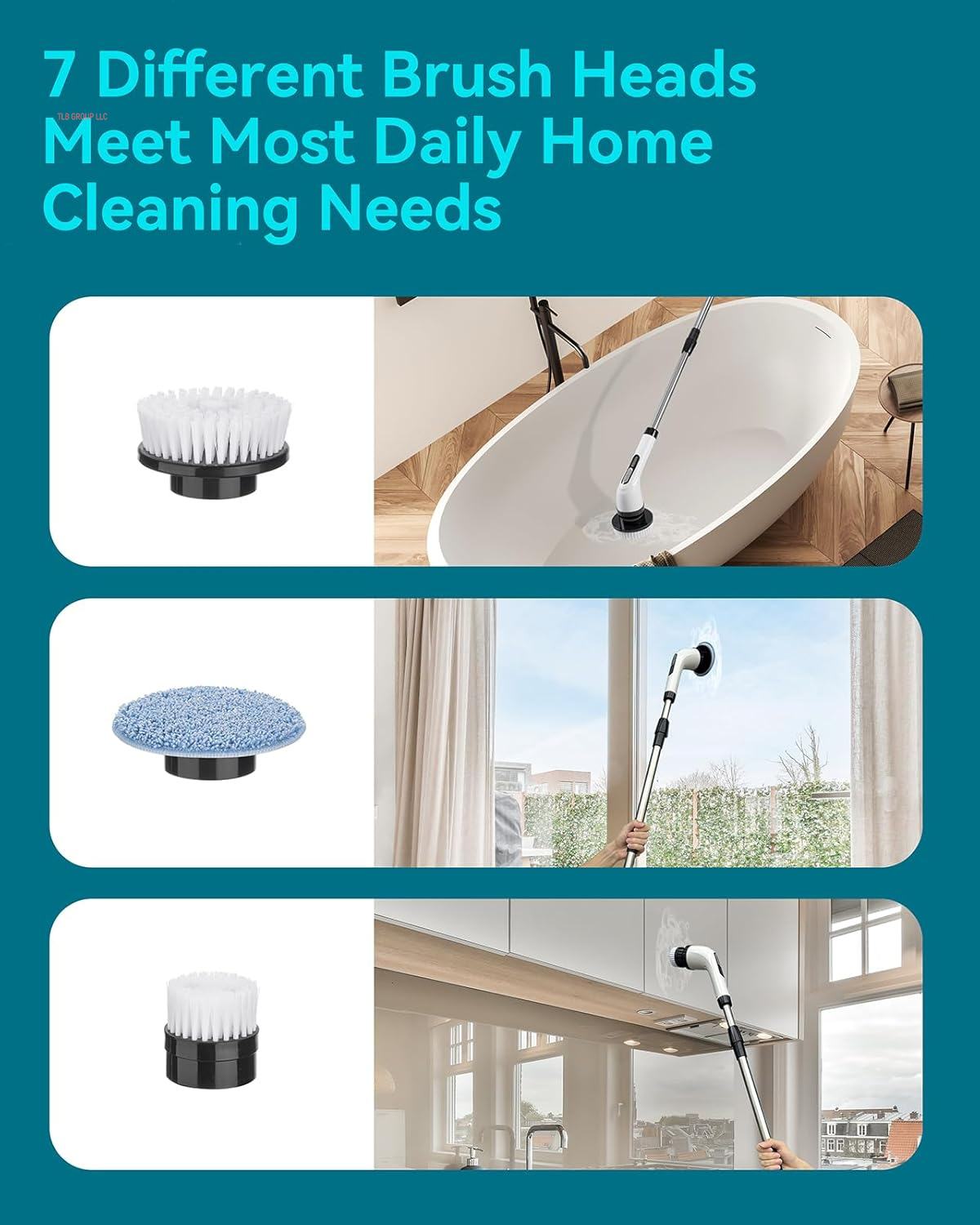 Electric Spin Scrubber for Cleaning Bathroom: Cordless Power Shower Scrubber - Electric Cleaning Brush for Tile Tub