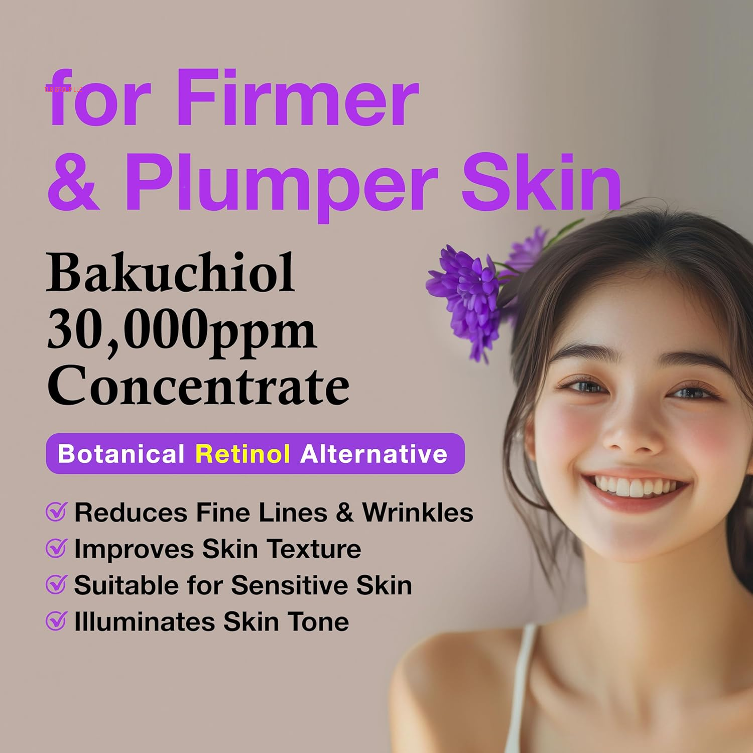 Korean Bakuchiol Concentrate DIY Mix-In Serum 30,000 Ppm - High Potency Retinol Alternative | Wrinkle Reduction Skin Firming & Smoothing - Anti-Aging Sensitive Skin Vegan & Cruelty-Free Non-Gmo 1 Oz