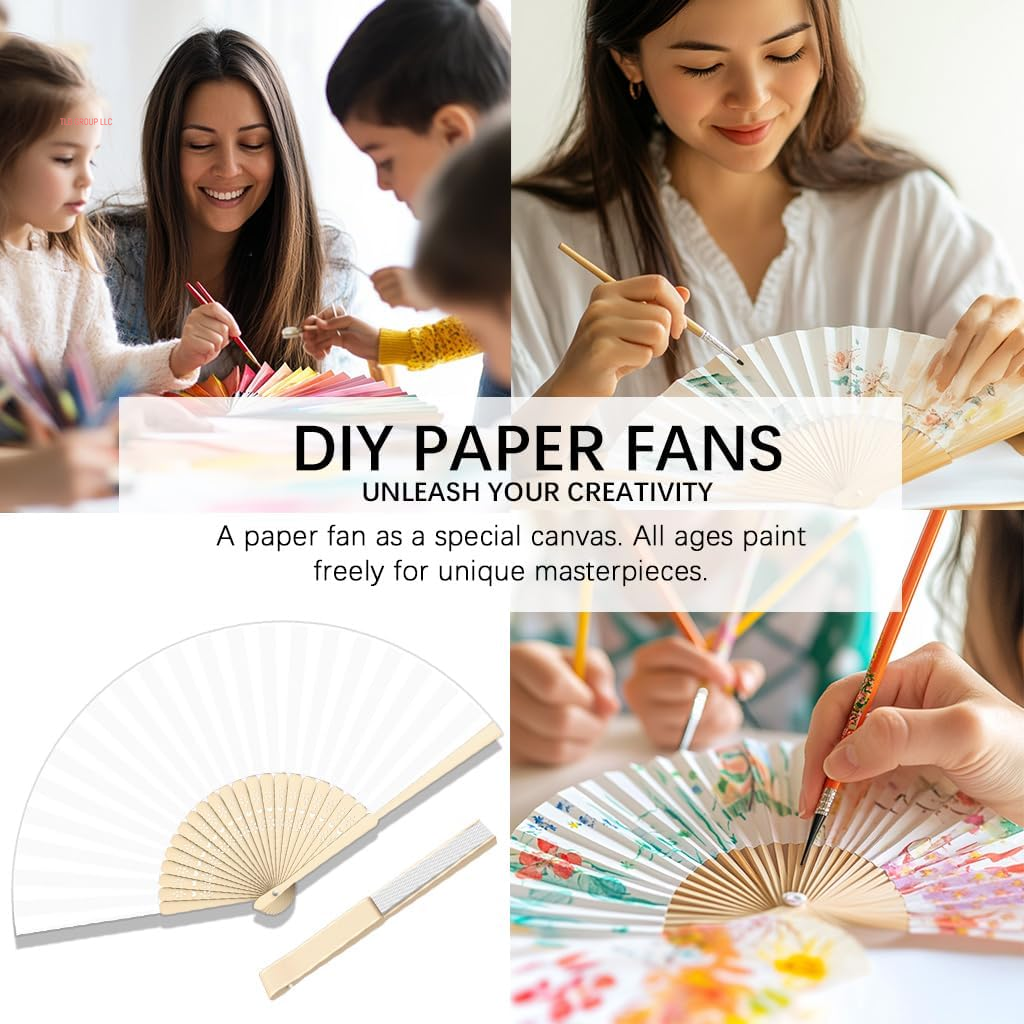 12 Pcs Decorative Hand Fan Foldable, 8.3 Inch Folding Fan Line Dancing Popping Paper Fans Chinese Fan with Thick Bamboo Frame for Wedding, Dancing, Party DIY Decoration (3 Shades of Blue)