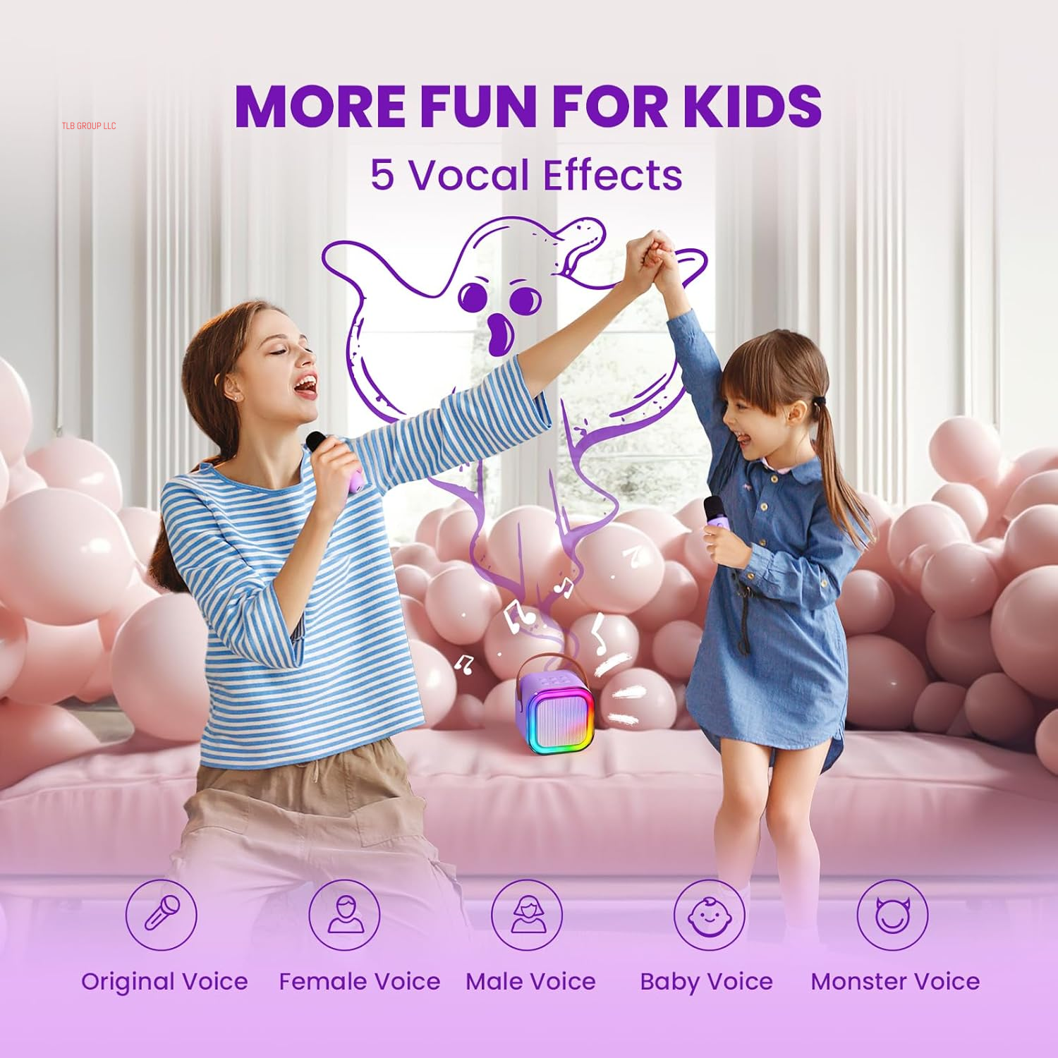 Mini Karaoke Machine for Kids, 2025 TOP Toys Birthday Gifts Ideas for Girls Ages 4, 5, 6, 7, 8, 9, 10, 12+ Years Old, Portable MP3 Player with 2 Wireless Mics for Party(Purple)