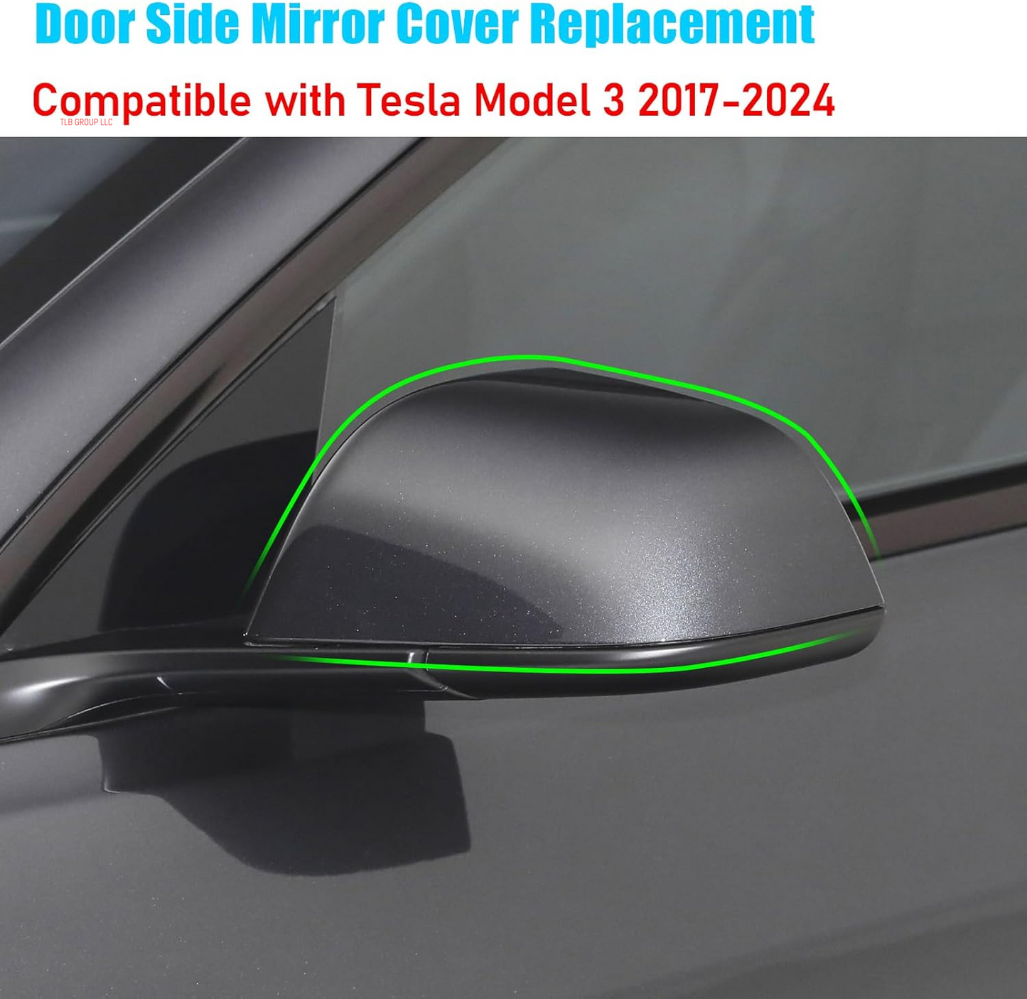 Compatible with Tesla Model 3 Mirror Caps 2017 2018 2019 2020 2021 2022 2023 2024,Left+Right Rear View Side Mirror Cover Cap Replacement for Tesla Model 3 Accessories