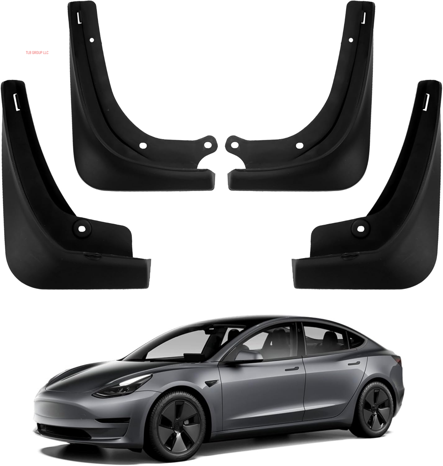 Mud Flaps for Tesla Model 3 Highland Fenders Splash Guards Non-Porous Durable All-Weather Protection Fenders for Tesla Accessories(Set of 4)