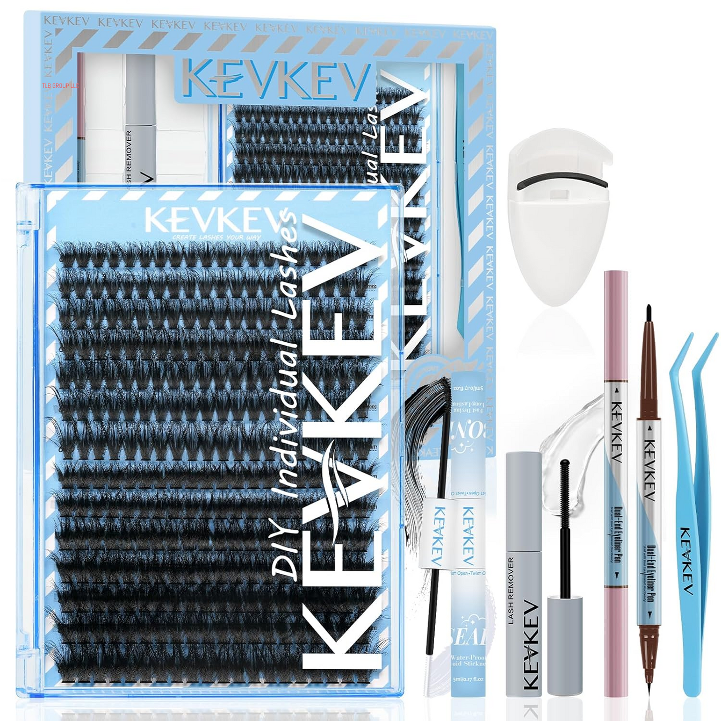 Lash Clusters Kit Lash Extension Kit D Curl Eyelash Extension Kit 280 Pcs Eyelash Clusters Kit Cluster Eyelash Extensions Individual Lashes Kit with Lash Bond and Seal Eyelash Tweezers