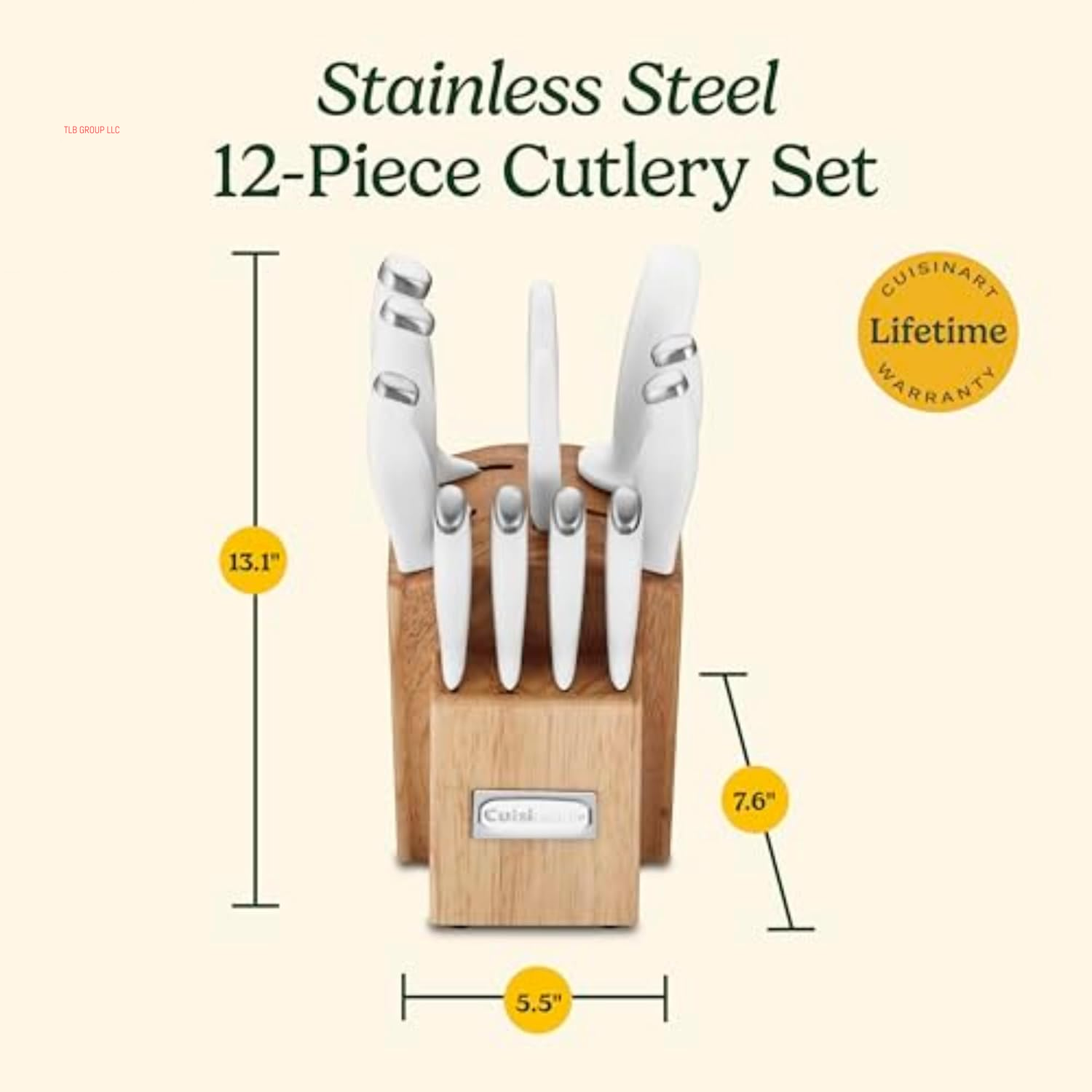 Block Knife Set, 12Pc Cutlery Knife Set with Steel Blades for Precise Cutting, Lightweight, Stainless Steel, Durable & Dishwasher Safe, C77SSW-12P