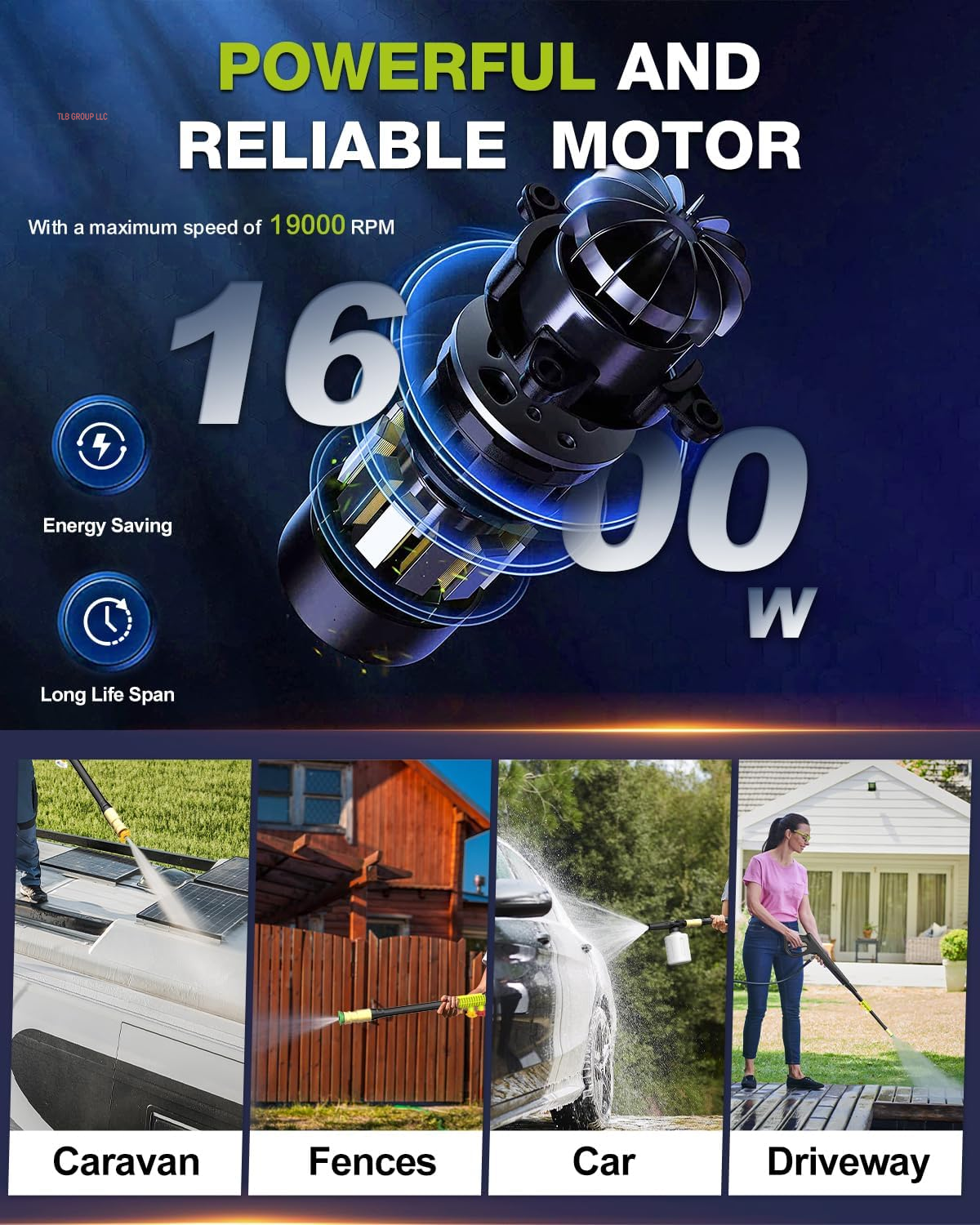 Electric Pressure Washer - 4800PSI Max 3.2GPM Power Washer with 35FT Power Cord, 20FT Hose, Soap Tank, High Pressure Washer Electric Powerd Car Cleaning for Garden, Patios, Yard, Green