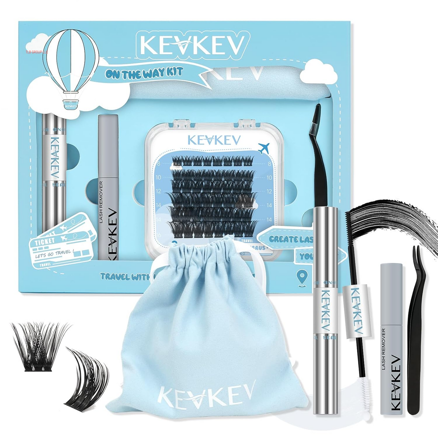 Lash Clusters Kit Lash Extension Kit D Curl Eyelash Extension Kit 280 Pcs Eyelash Clusters Kit Cluster Eyelash Extensions Individual Lashes Kit with Lash Bond and Seal Eyelash Tweezers