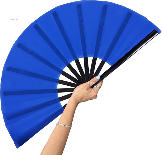 13Inch Large Rave Fan Popping Fan Clacking Fans for Line Dancing,Hand Fans for Women Foldable,Boots on the Ground Fan,Portable for Outdoor,Wedding,Party,Decoration(Blue,1 Pack)