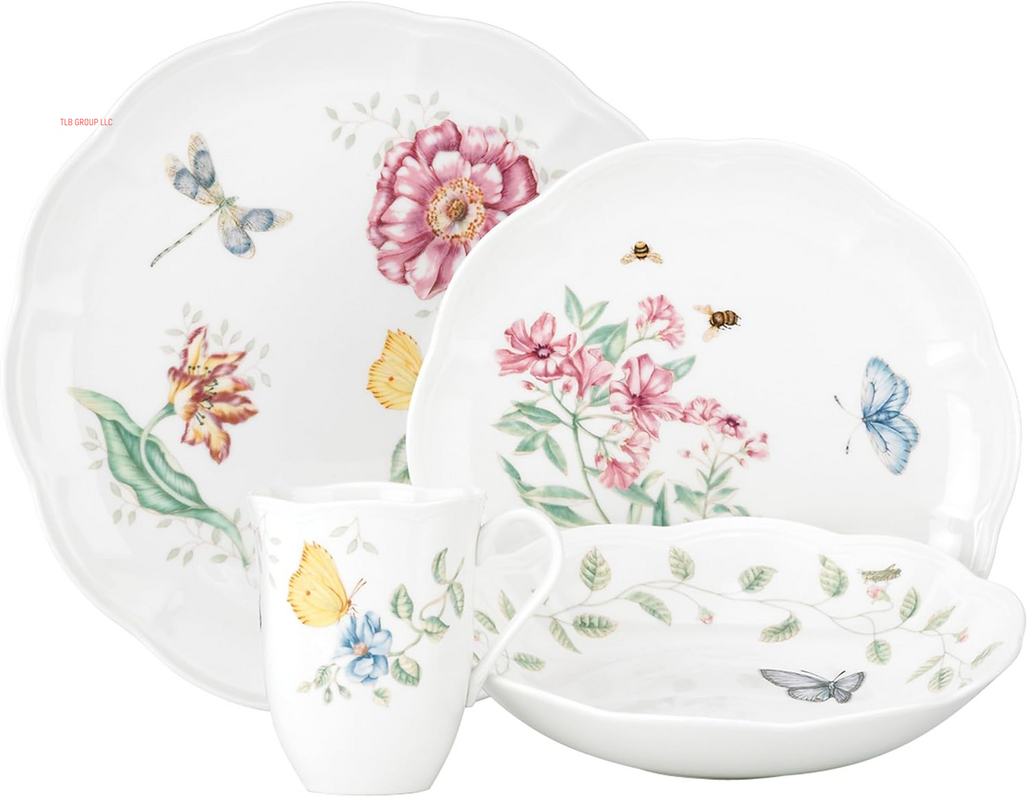 817046 Butterfly Meadow 6-Piece Tidbit Plate Set, White, 3.05 LB