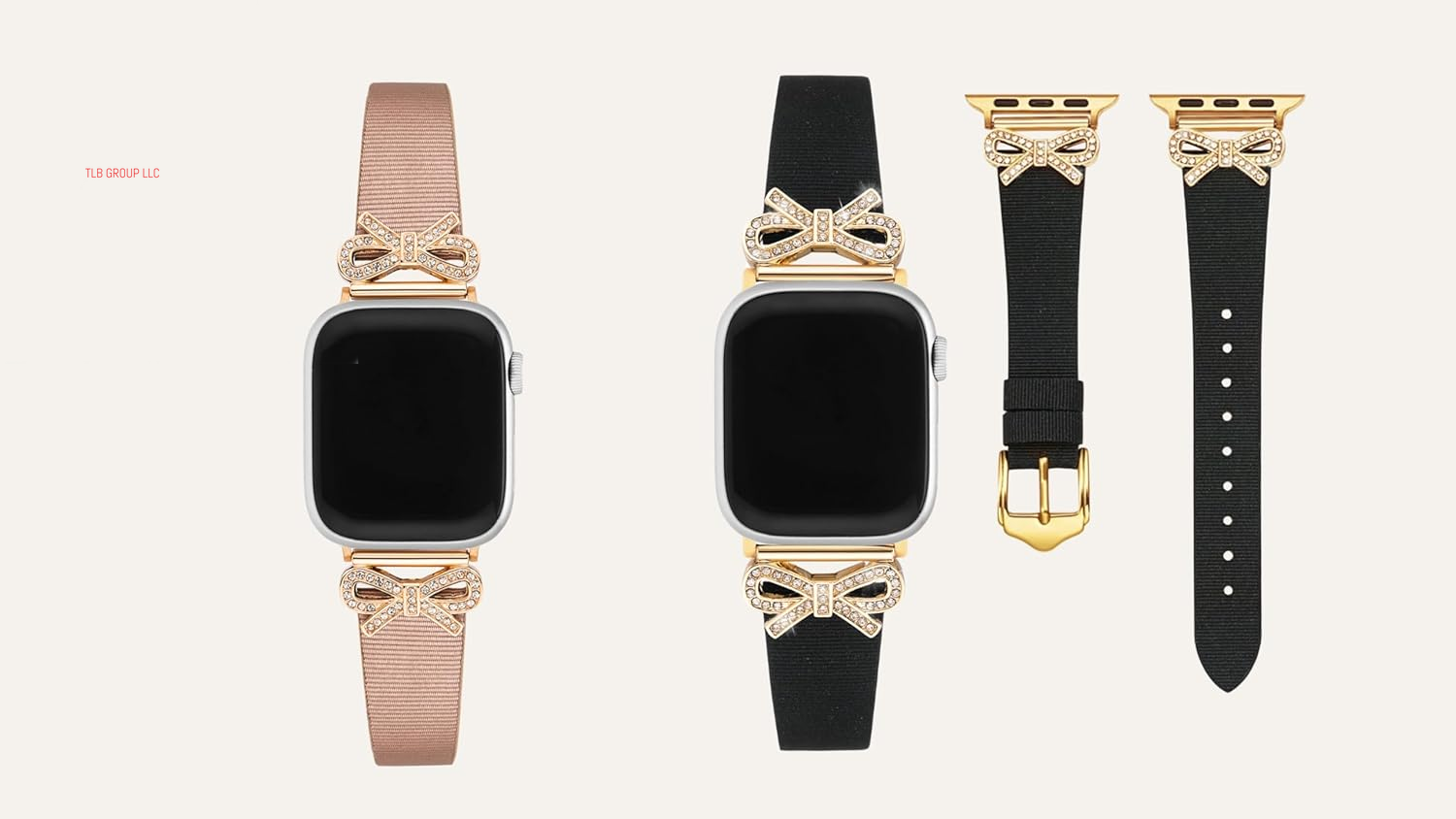 Premium Genuine Leather Watch Band Set- Black & Pink -44Mm/45Mm/46Mm/49Mm/42Mm(Series 3 2 1)
