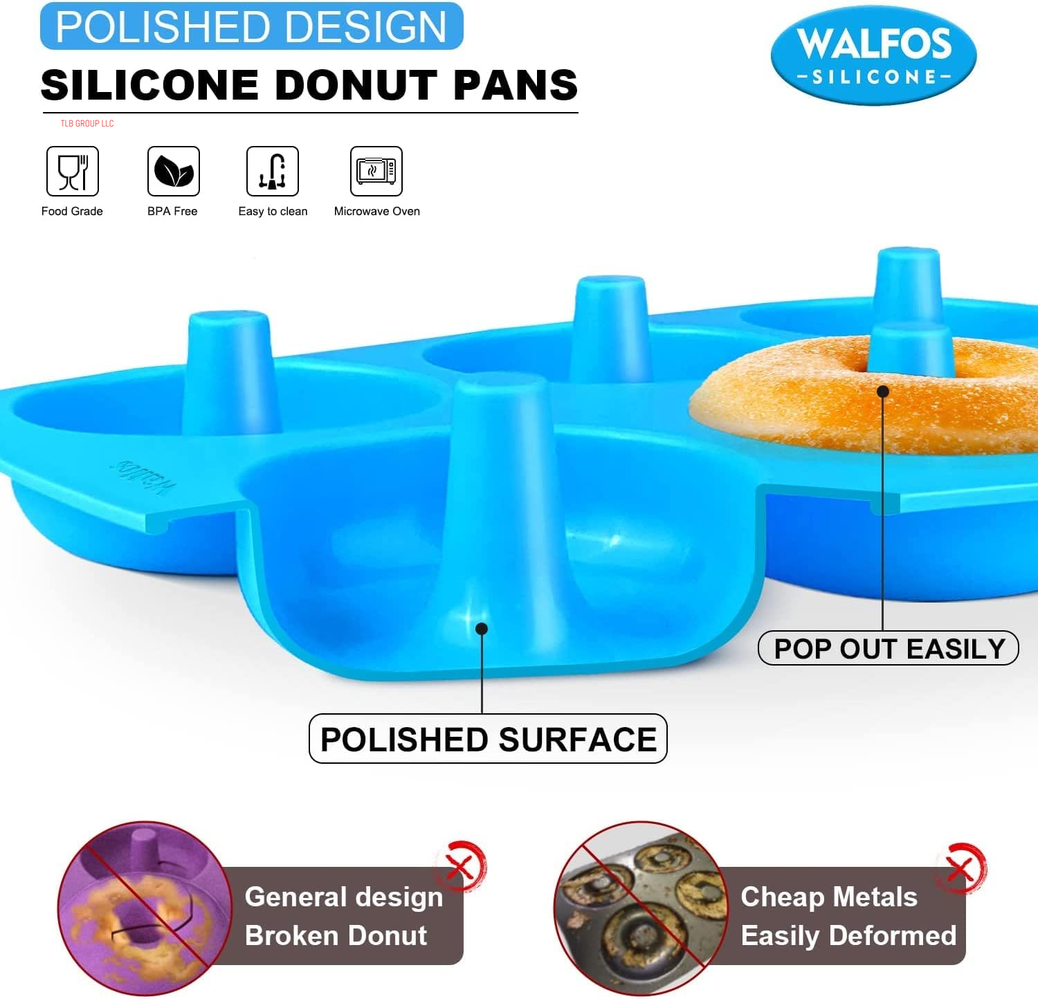 Silicone Donut Mold - Non-Stick Silicone Doughnut Pan Set, Just Pop Out! Heat Resistant, Make Perfect Donut Cake Biscuit Bagels, BPA FREE and Dishwasher Safe, Set of 3