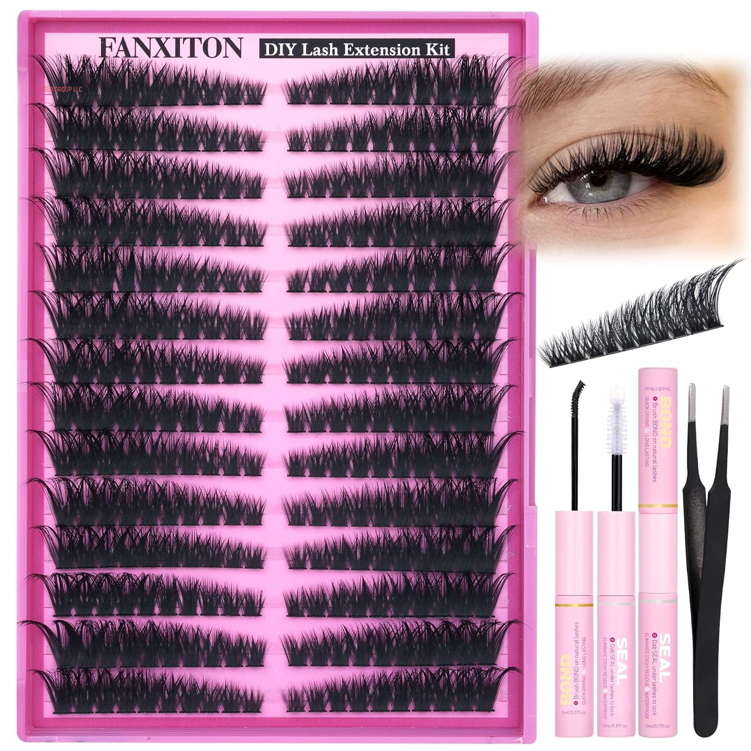 DIY Lash Extension Kit 40D+50D Volume Lash Clusters Kit with Lash Bond and Seal 280 Pcs Thick Individual Lashes 9-16 Mm D Mink Lashes Cluster, Lash Cluster Remover and Tweezers by