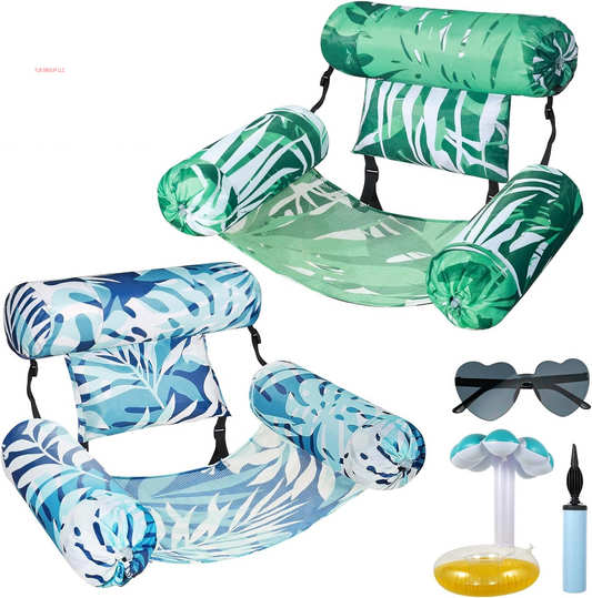 Inflatable Pool Lounge Chairs - Adjustable Floating Pool Chairs for Adults, Comfortable Water Hammock with Soft Fabric