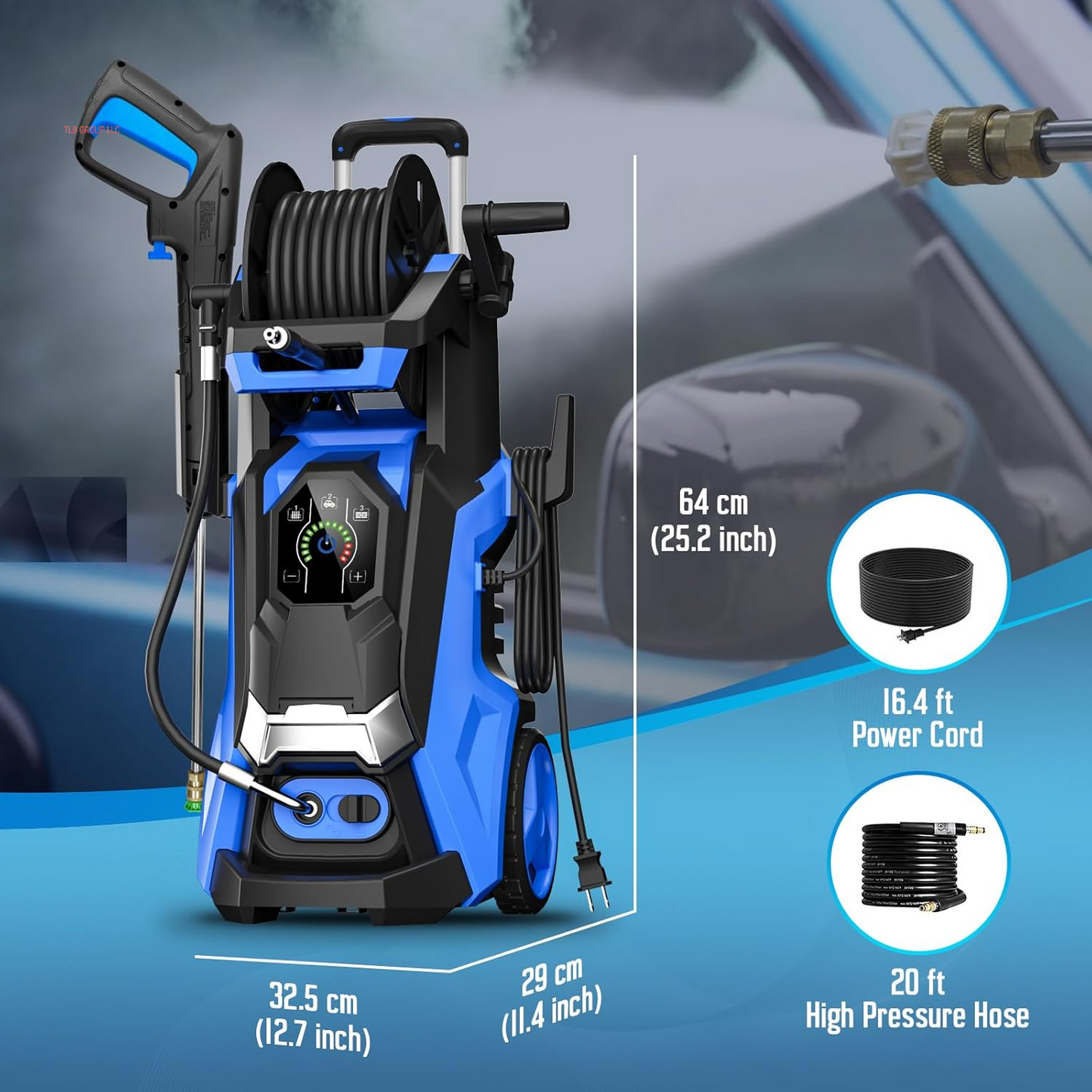 Electric Pressure Washer 5000Psimax 3.6GPM Power Washer Touch Screen Adjustable Pressure 4 Nozzles and 500Ml Foam Cannon Power Washer Cleaning for Car Blue