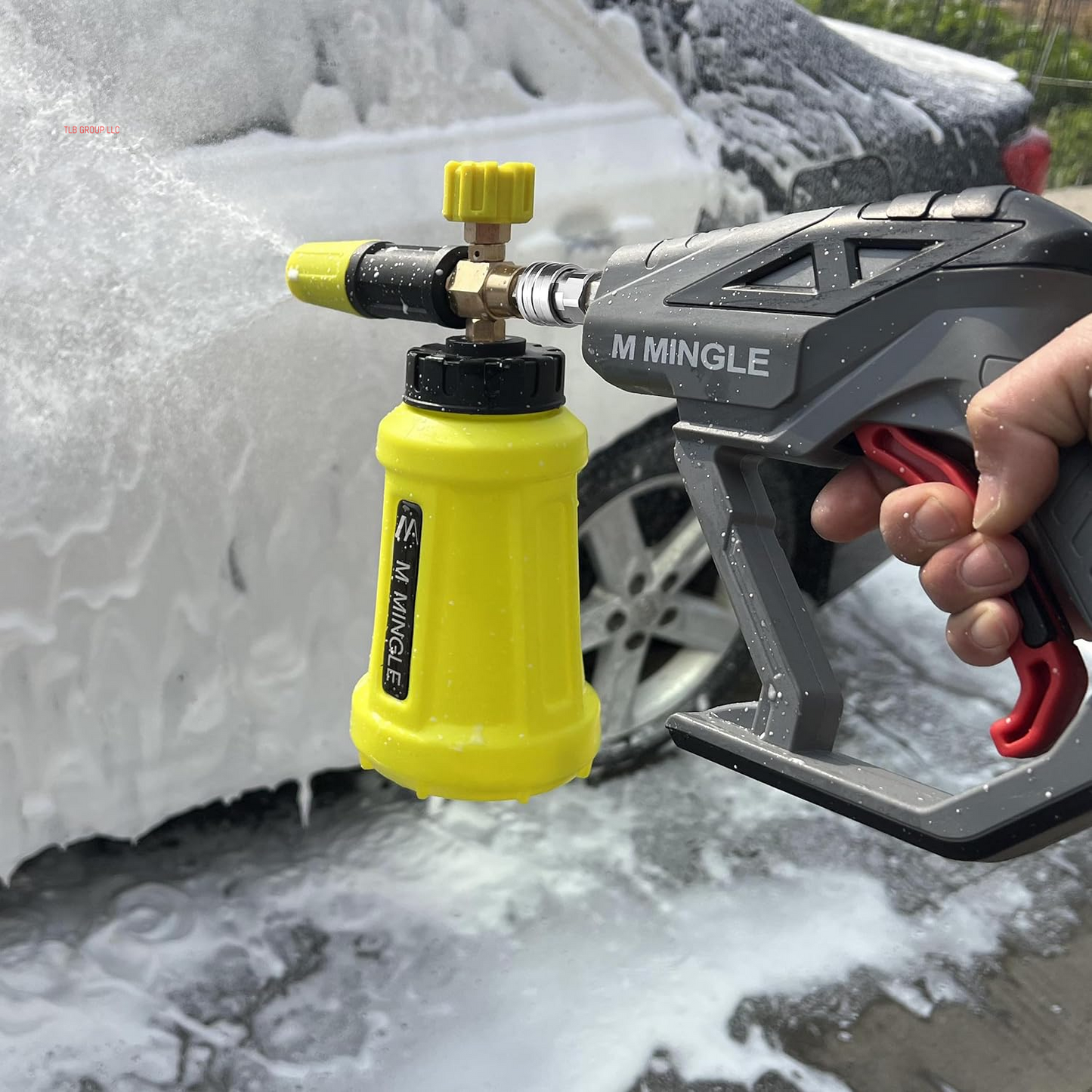 High Pressure Washer Gun Snow Foam Lance, 4000 PSI Cannon Foam Blaster Power Washer with 1/4" Quick Connector, Car Wash Foam Cannon Kit with 5 Pressure Washer Nozzle Tips, 1 Liter