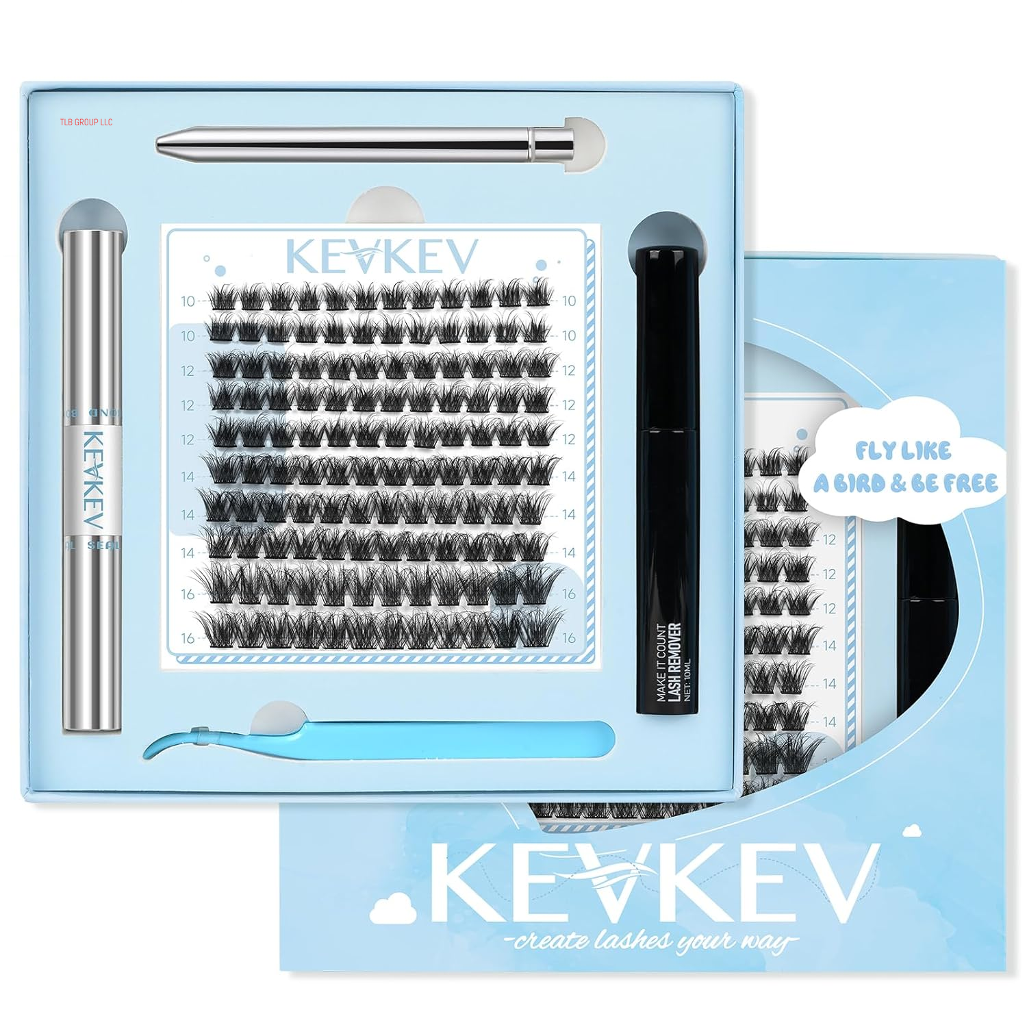Lash Clusters Kit Lash Extension Kit D Curl Eyelash Extension Kit 280 Pcs Eyelash Clusters Kit Cluster Eyelash Extensions Individual Lashes Kit with Lash Bond and Seal Eyelash Tweezers