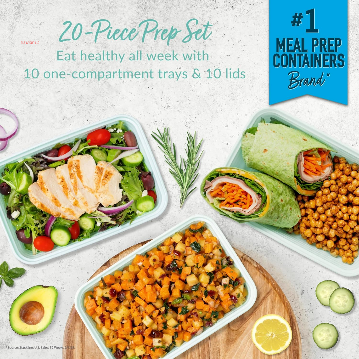 20-Piece Lightweight, Durable, Reusable Bpa-Free 1-Compartment Containers - Microwave, Freezer, Dishwasher Safe - Mint