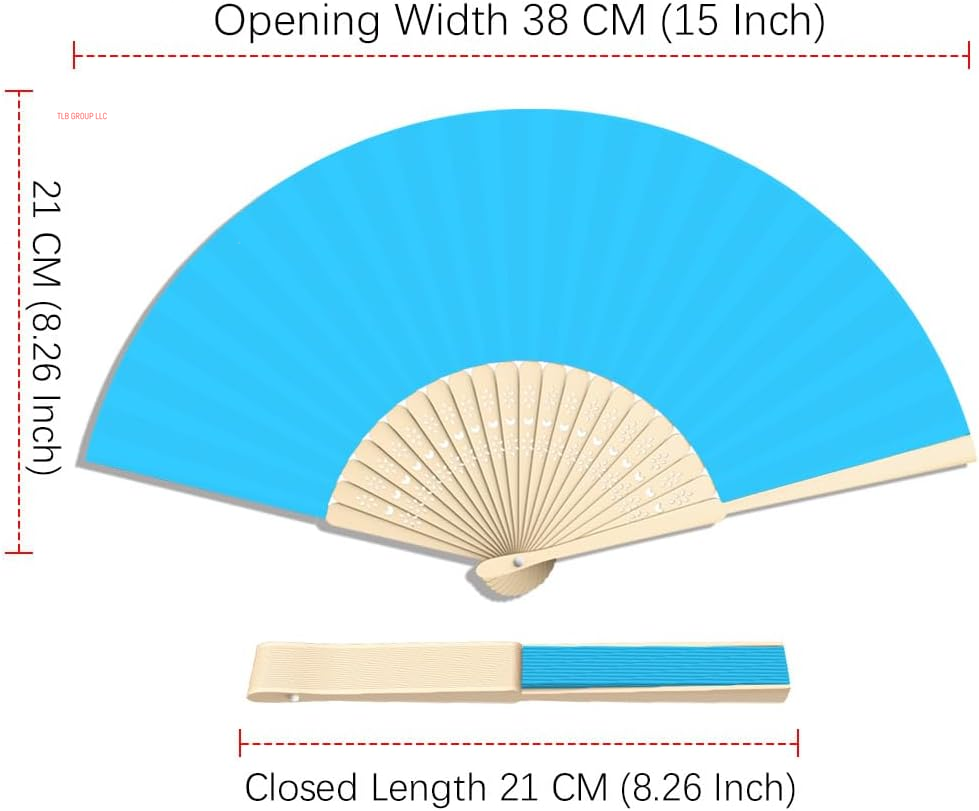 12 Pcs Decorative Hand Fan Foldable, 8.3 Inch Folding Fan Line Dancing Popping Paper Fans Chinese Fan with Thick Bamboo Frame for Wedding, Dancing, Party DIY Decoration (3 Shades of Blue)