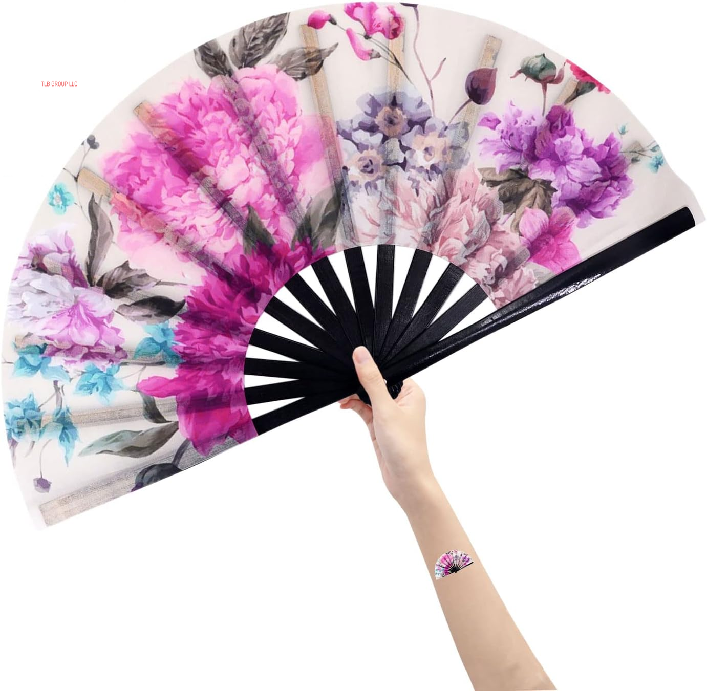 Large Folding Hand Rave Fan Popping Fan for Line Dancing Clacking Fans for Boots on the Ground Dance,Party,Decoration,Festival (DJ Lighting)