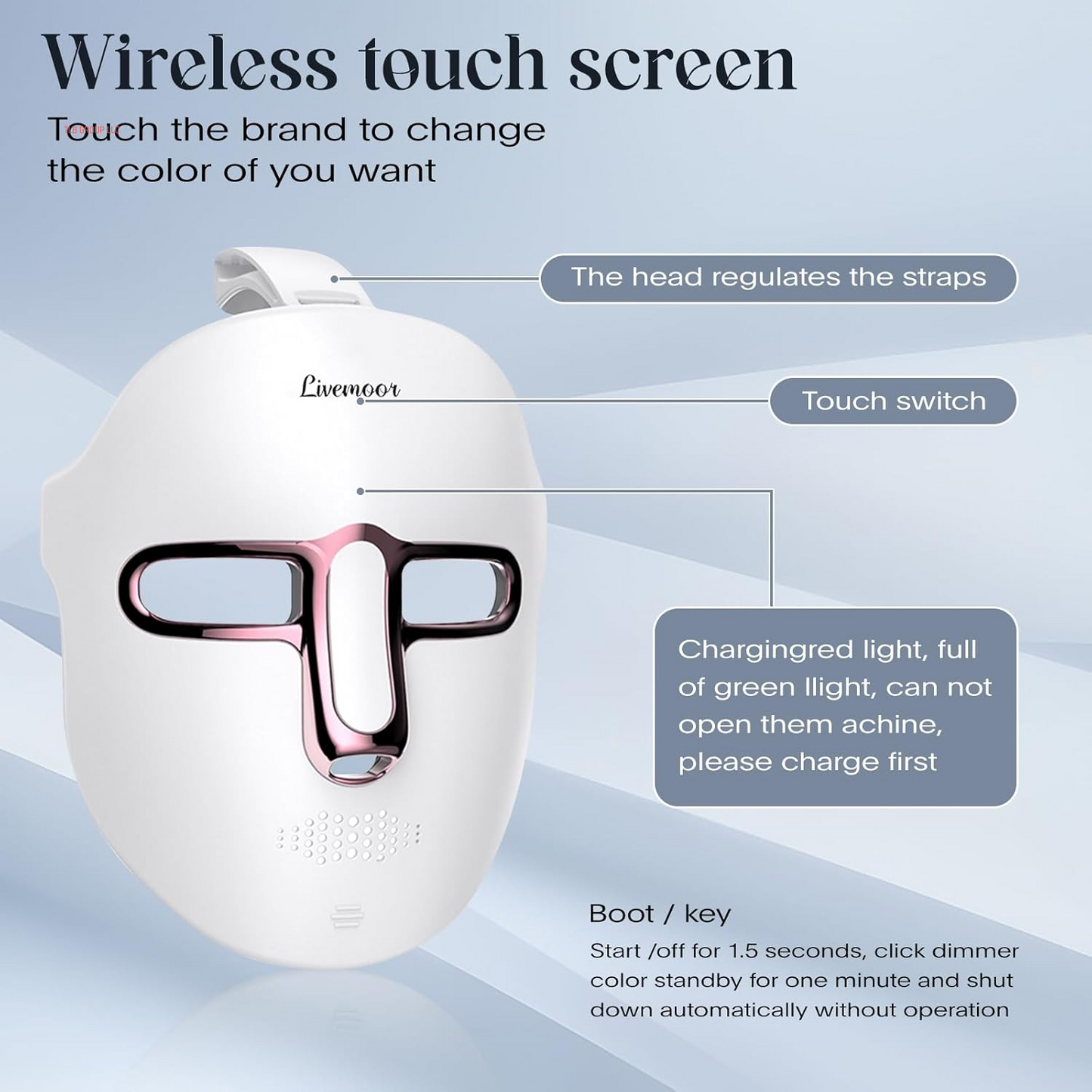 Led Face Mask Light Therapy, 7-1 Colors LED Facial Skin Care Mask, Red Light Therapy Mask for Face, White