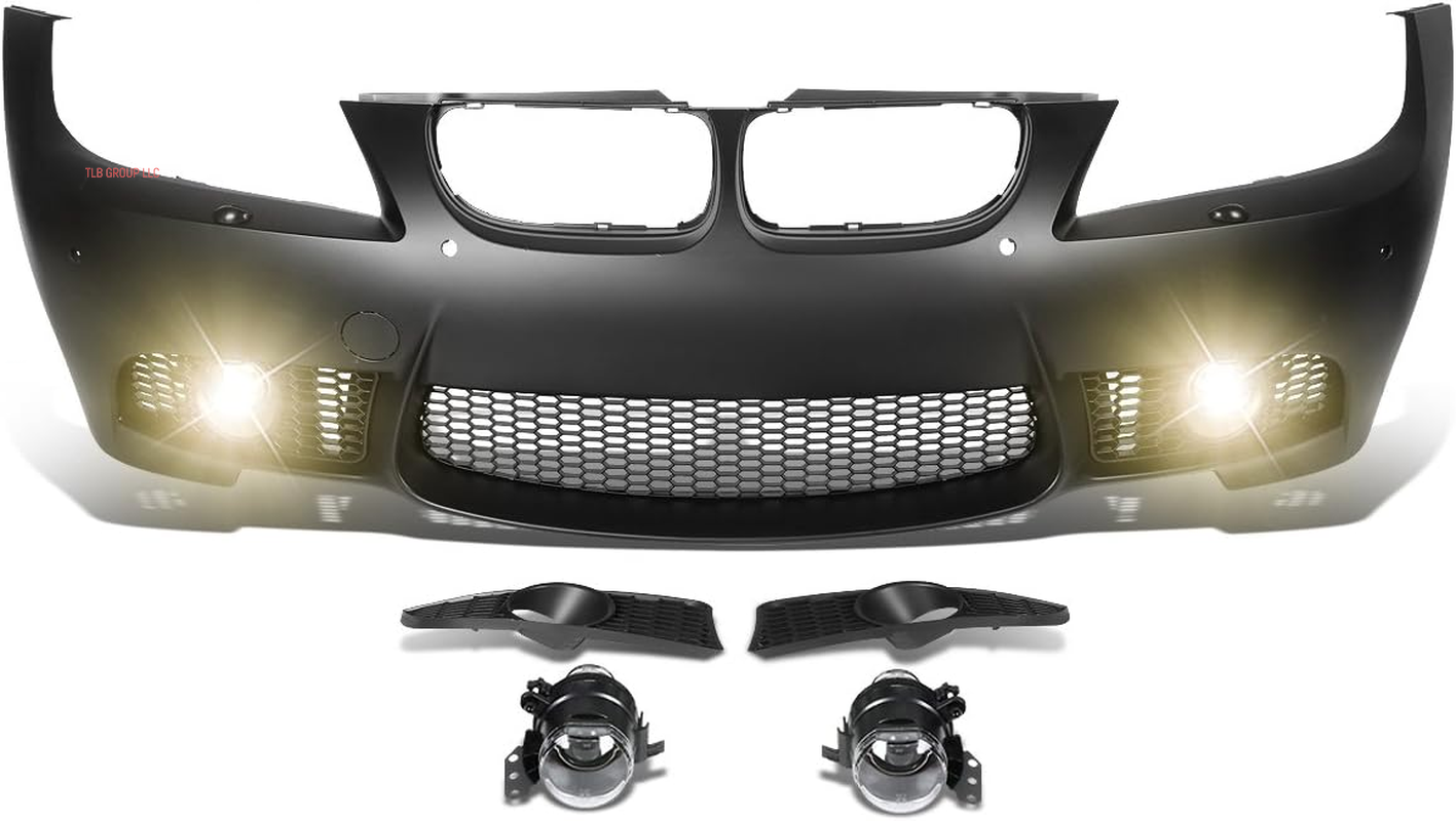 M3 Style Front Bumper with Fog Lights Compatible with 09-11 E90 4-Door, FBP-FL-005