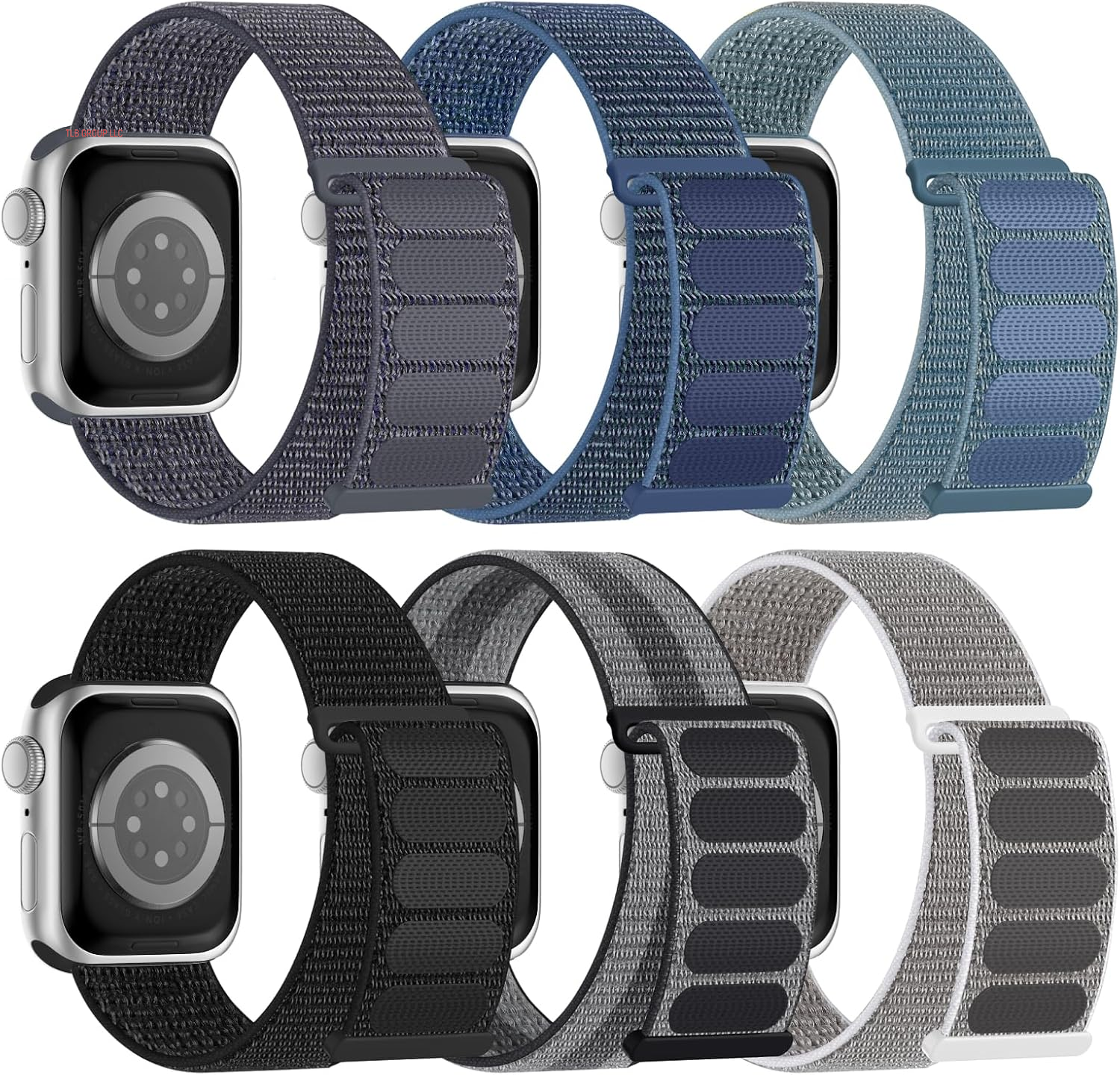 6 Pack Sport Nylon Loop Band Compatible with Apple Watch Bands 38Mm 40Mm 41Mm 42Mm 44Mm 45Mm 46Mm 49Mm for Women Men, Adjustable Breathable Braided Straps for Iwatch Series 10/9/8/7/6/5/4/3/Se/Ultra
