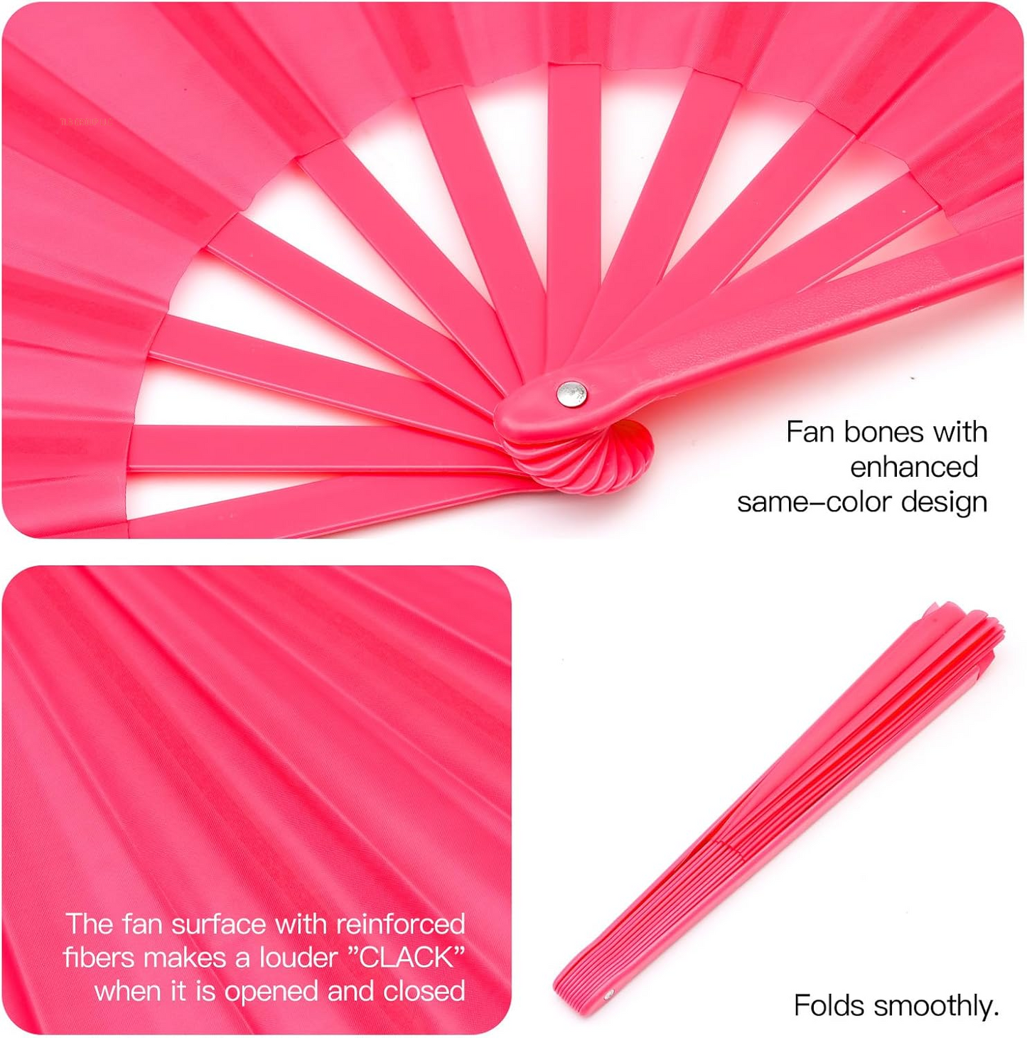 13 Inch Clack Popping Line Dancing Fans Boots on the Ground Large Foldable Hand Fan Make Sound for Dance Rave (Pink 2 Pack)