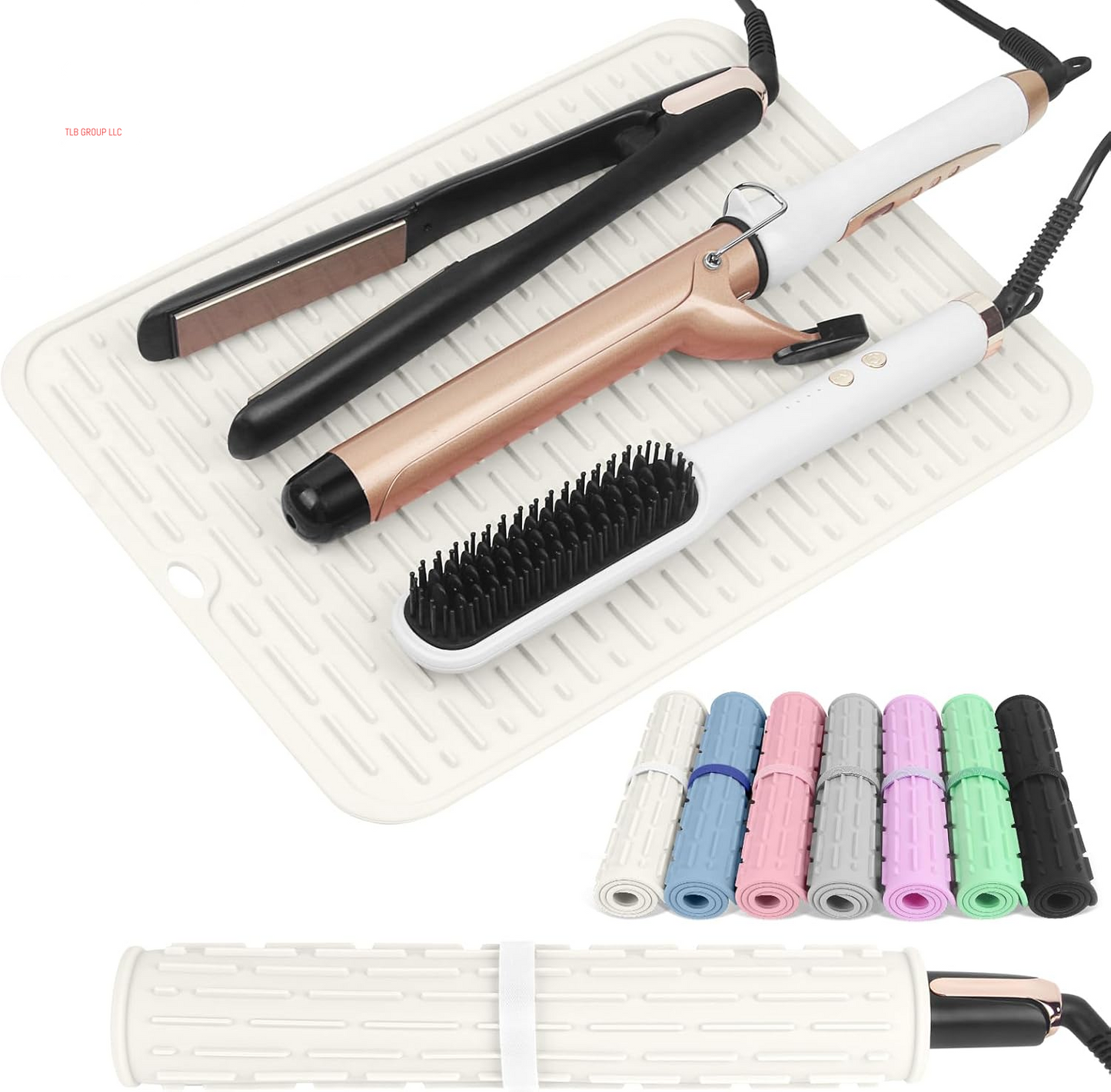 Oversize Silicone Heat Resistant Mat for Hair Tools, Curling Iron Mat, Hot Tools Holder, Portable Flat Iron Hair Straightener Pad Cover for Travel Vanity Salon(14.2" X 11.0")