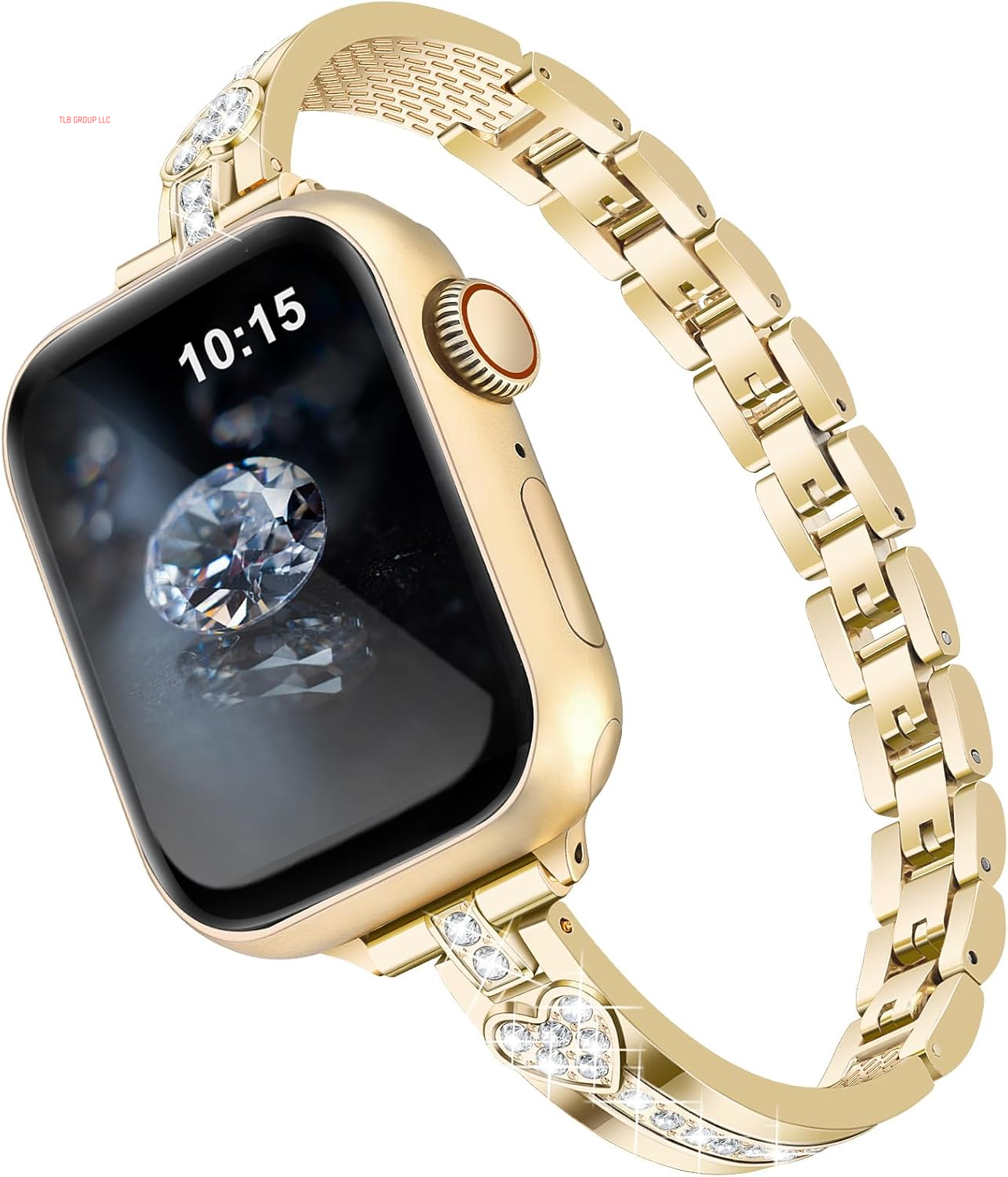Bling Diamond Band Compatible with Apple Watch Bands Women 38Mm 40Mm 31Mm 42Mm 44Mm 45Mm 46Mm 49Mm Series 10 9 8 7 6 5 4 3 2 1 Se,Sparkle Love Heart Dressy Bracelet Metal Strap for Iwatch Band