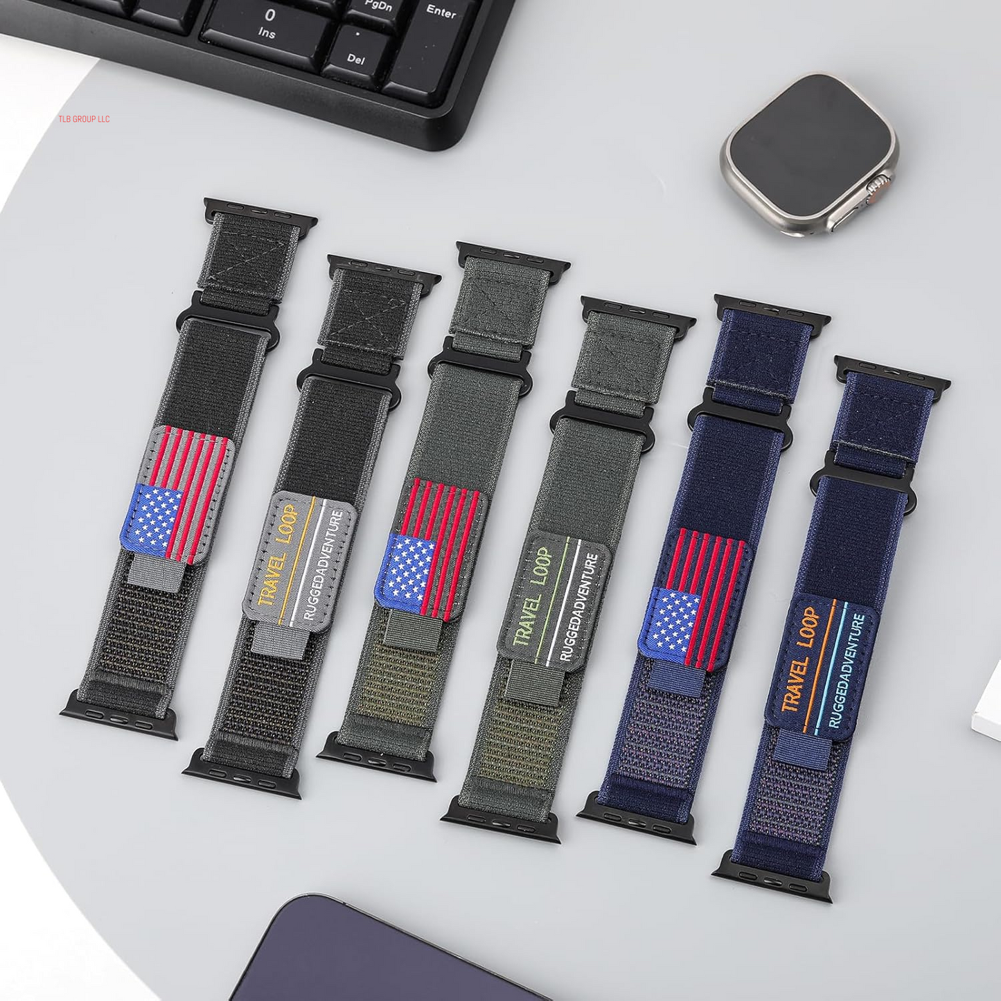 Trail Loop Nylon Band - Compatible with Apple Watch Ultra 2 Band 49Mm 46Mm 45Mm 44Mm 42Mm 41Mm 40Mm 38Mm Men Women,Rugged Braided Elastic Weave Sport Strap for Iwatch Ultra Series 10/9/8/7/6/SE/5/4/3