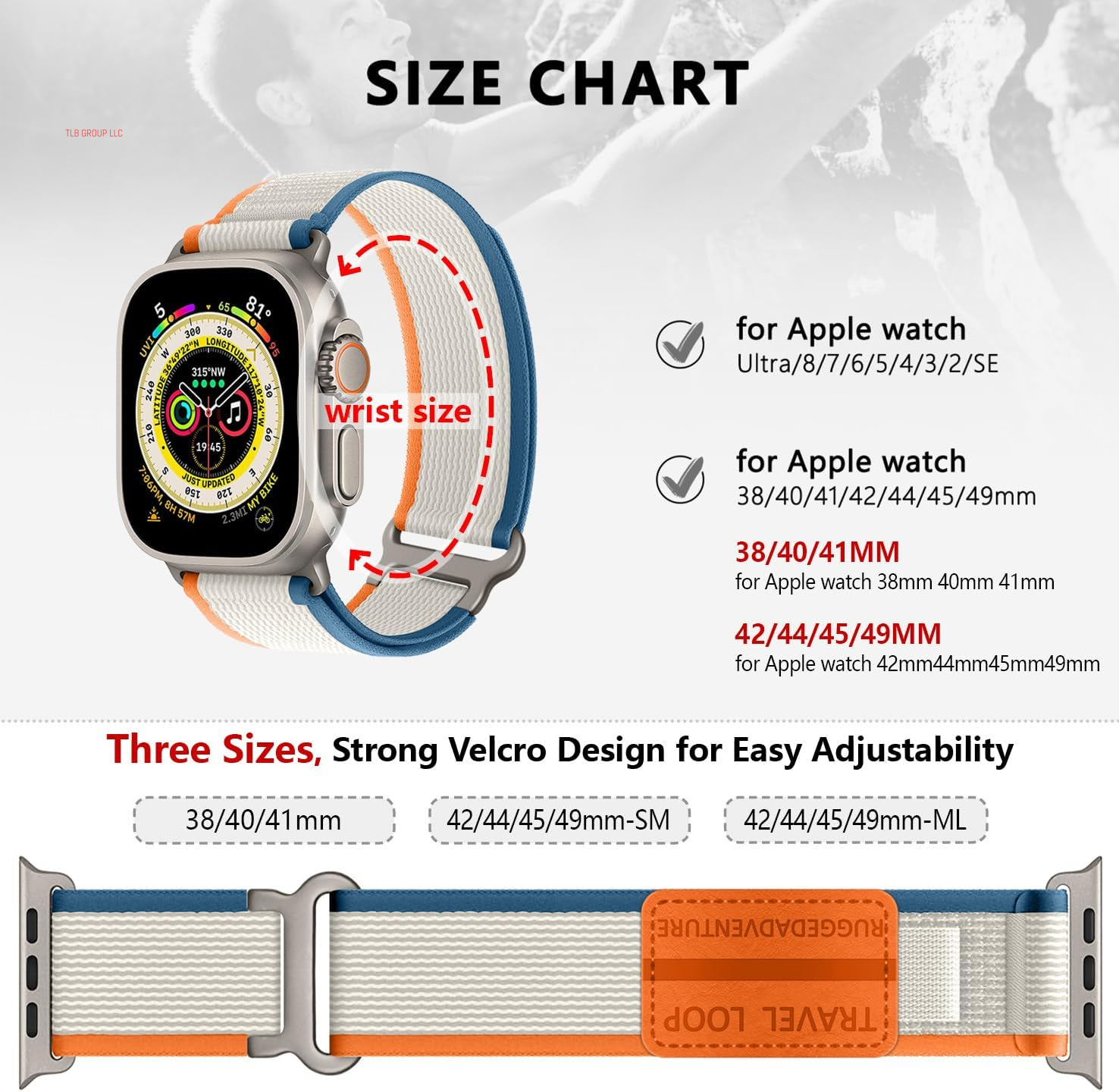 Trail Loop Nylon Band - Compatible with Apple Watch Ultra 2 Band 49Mm 46Mm 45Mm 44Mm 42Mm 41Mm 40Mm 38Mm Men Women,Rugged Braided Elastic Weave Sport Strap for Iwatch Ultra Series 10/9/8/7/6/SE/5/4/3