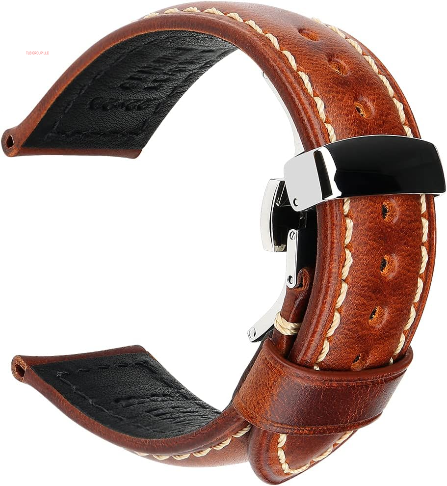 Watch Band, Vintage Oil Wax Leather Watch Straps 18Mm 19Mm 20Mm 21Mm 22Mm 23Mm 24Mm 26Mm Watch Belt for Men Women