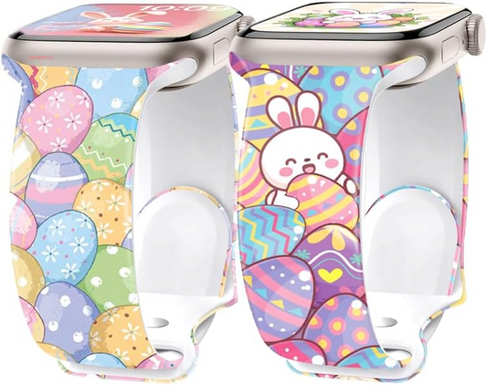 2 Pack Easter Eggs Band for Apple Watch Bands 46Mm 45Mm 44Mm 49 42Mm(S3) for Women, Silicone Iwatch Bands for Women Series 10 9 8 7 SE 6 5 4 3 Holiday Dressy Fancy Cute Strap for Apple Watch Band