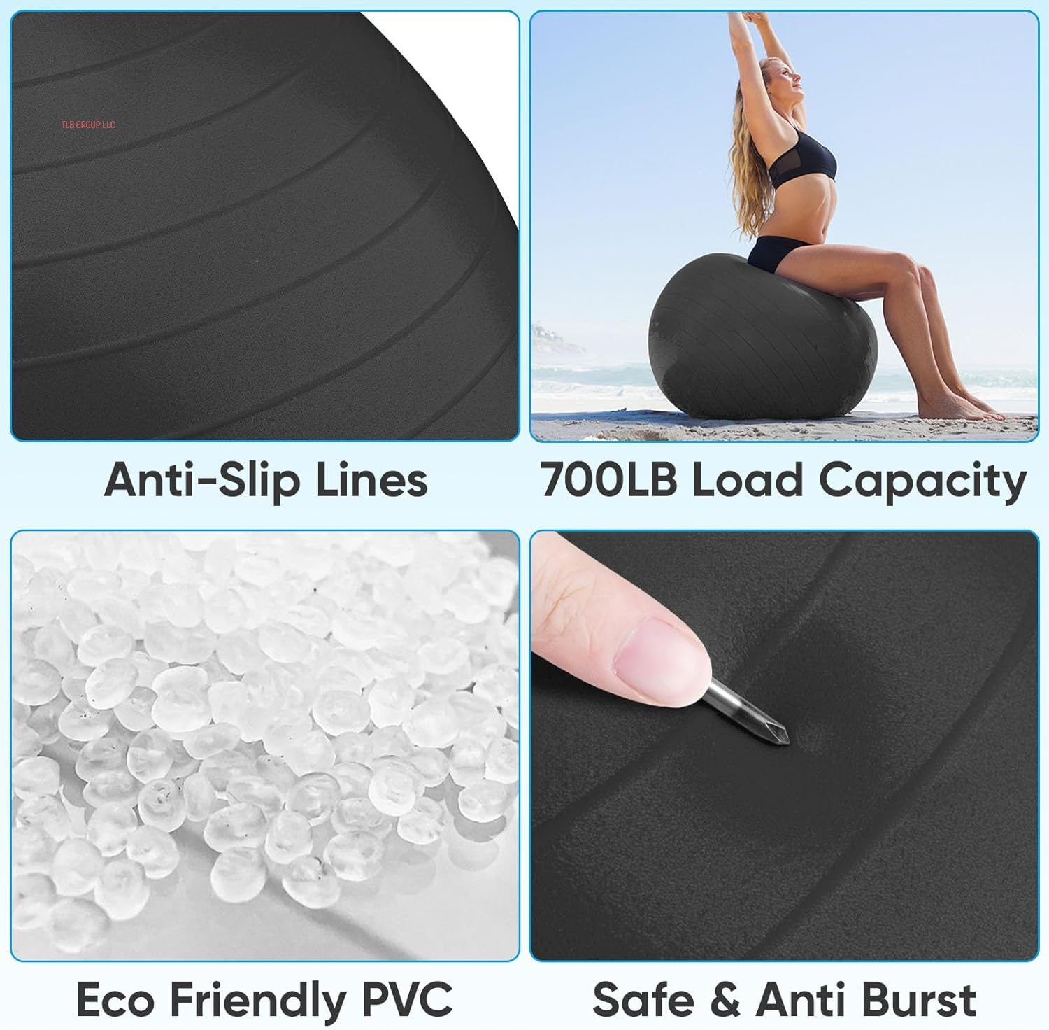 Yoga & Pilates Ball - anti Slip Heavy Duty Gym Ball for Fitness, Balance & Core Workout
