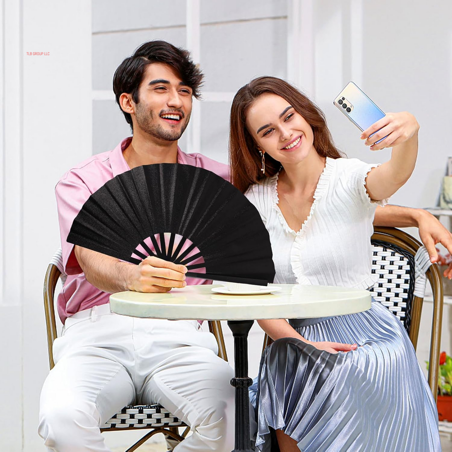 2 Pcs Clack Fans for Line Dancing, Large Folding Hand Fan for Line Popping for Carnival, Halloween, Burlesque, Ladies Rainbow Costumes and Holiday Accessories
