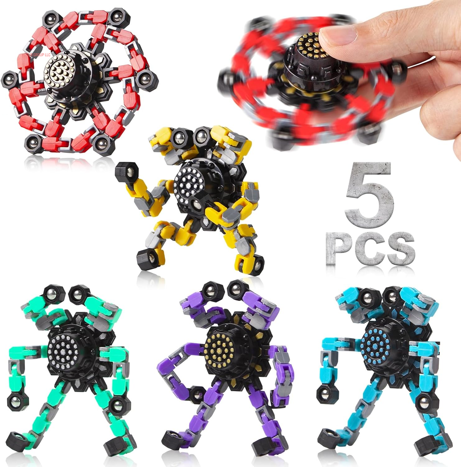 Transformable Fidget Spinners 4 Pcs for Kids and Adults Stress Relief Sensory Toys for Boys and Girls Fingertip Gyros for Party Favors Stocking Stuffers Bulk for Kids