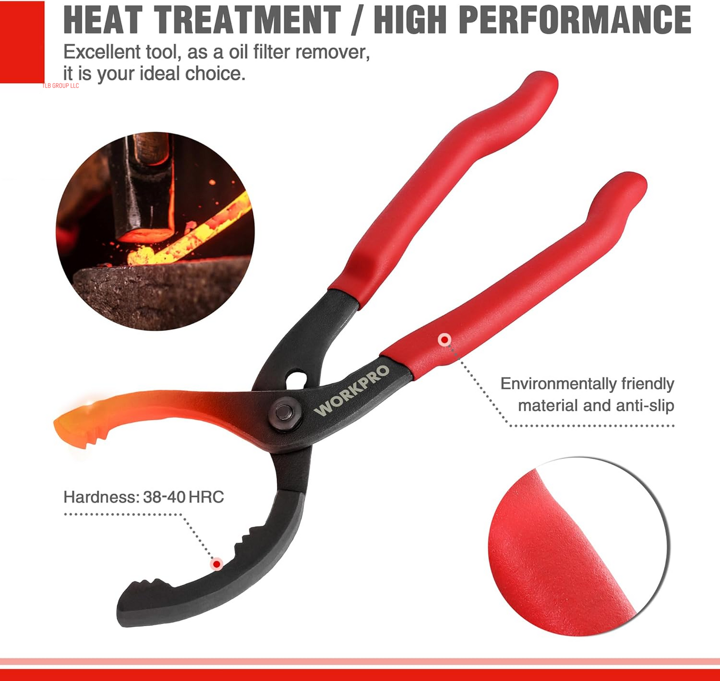 12" Adjustable Oil Filter Pliers, Wrench Adjustable Oil Filter Removal Tool, Ideal for Engine Filters, Conduit, & Fittings, W114083A