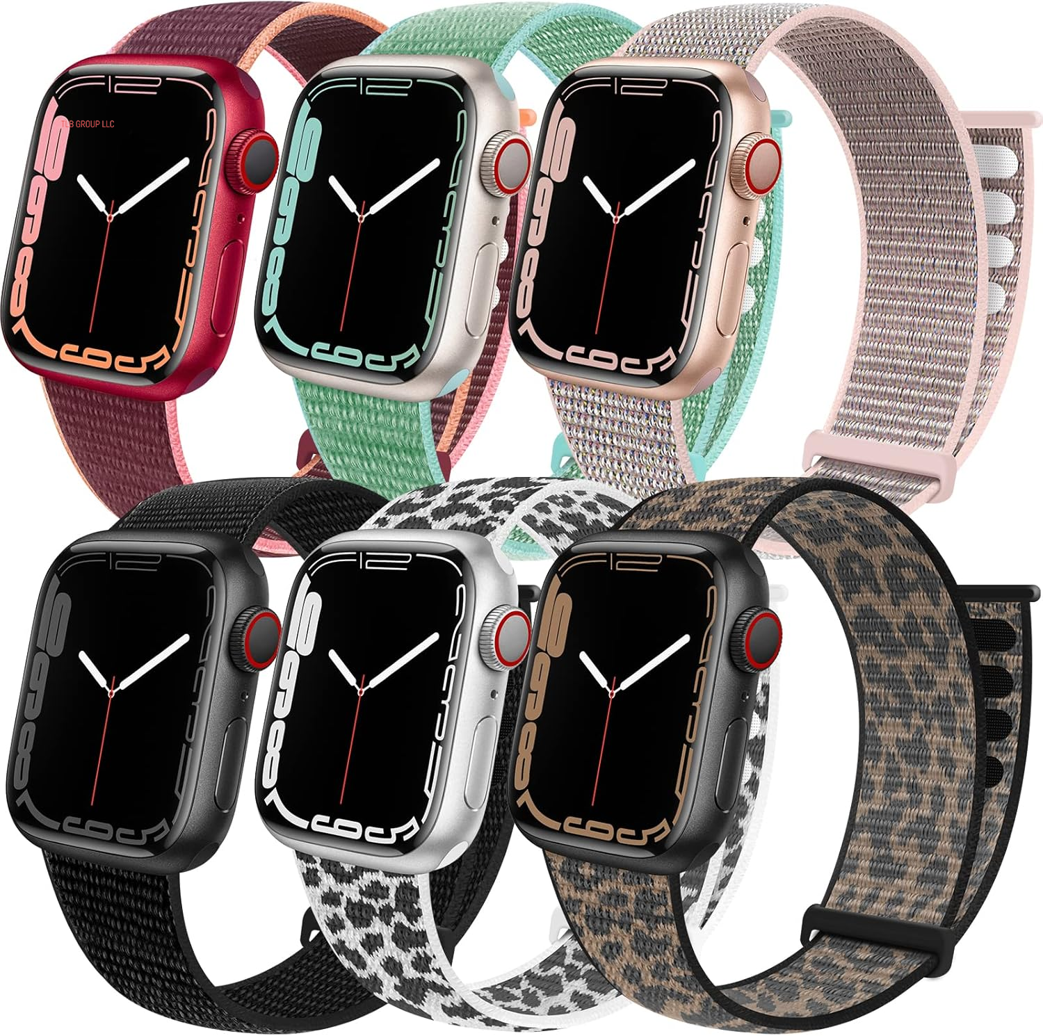 6 Pack Sport Loop Band Compatible with Apple Watch 38Mm 40Mm 41Mm 42Mm 44Mm 45Mm 46Mm 49Mm for Iwatch Ultra Series 10 9 8 7 6 5 SE 4 3 2 1 Strap Nylon Women Men Stretchy Braided Wristband Breathable