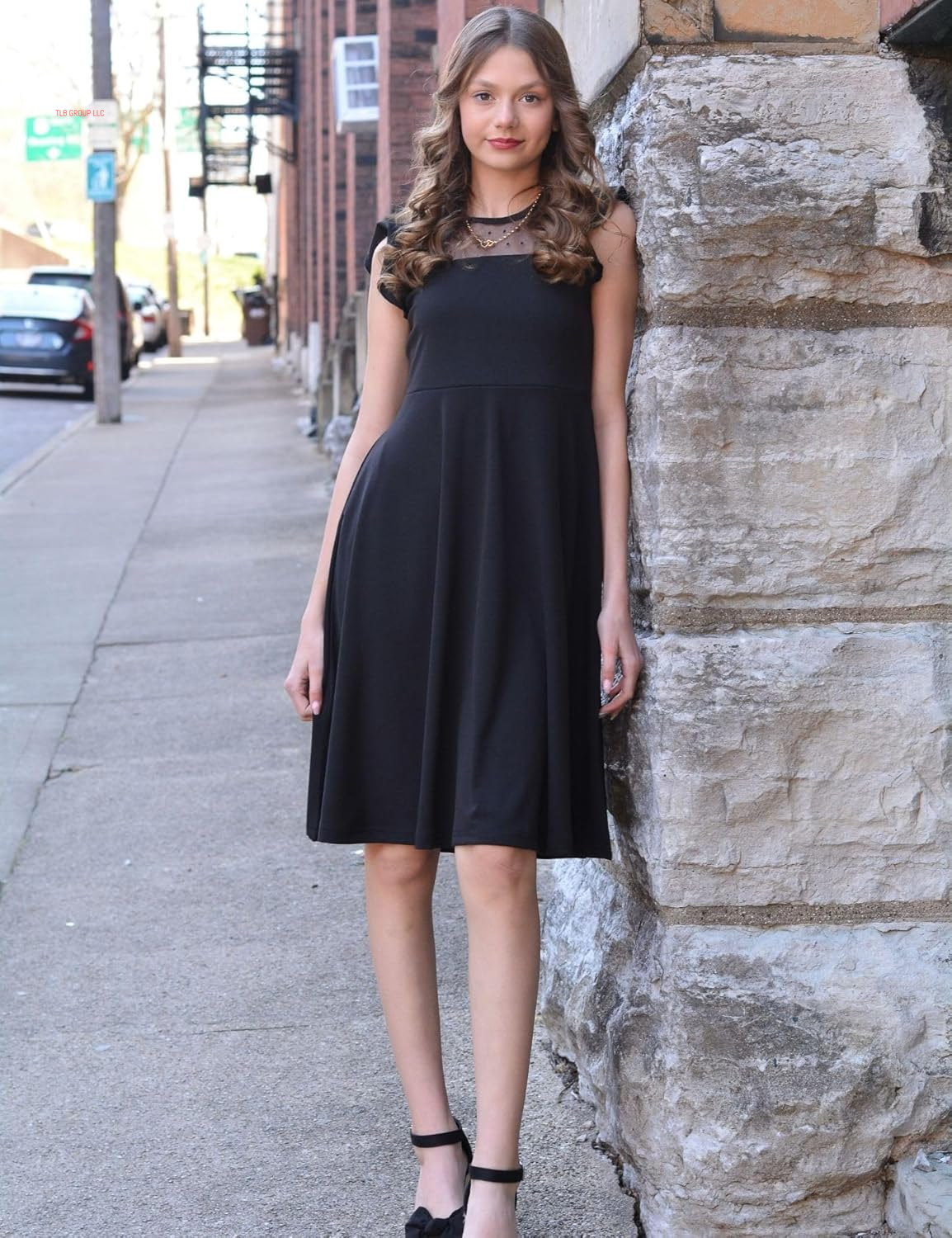 Girls Dresses Summer Formal Party Wedding Ruffle Sleeve Mesh a Line Dress with Pockets