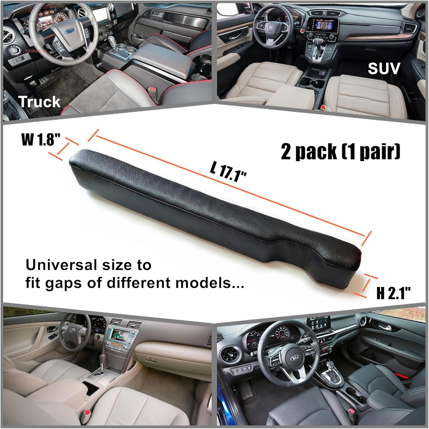 Leather Car Seat Gap Filler, 2 Pack Universal Gap Stopper/Catcher to Fill the Gap between Seat and Console Black Car Crevice Blocker Space Pad