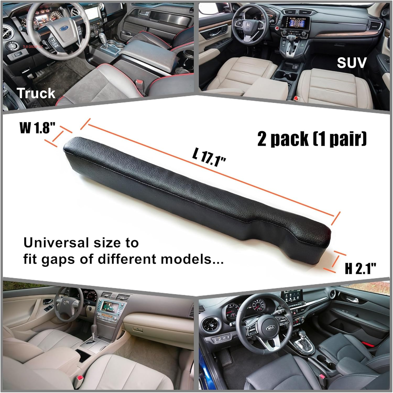 Leather Car Seat Gap Filler, 2 Pack Universal Gap Stopper/Catcher to Fill the Gap between Seat and Console Black Car Crevice Blocker Space Pad