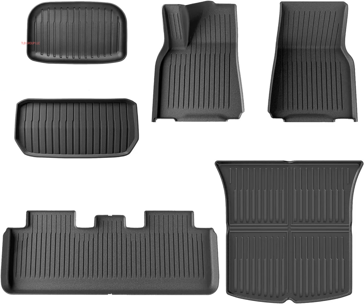 Floor Mats & Cargo Liners Fits Tesla Model Y 5-Seat 2021-2024 2025 All Weather TPE Floor Mats and Cargo Trunk Mats Accessories, Set of 6 Mats (Not Fit 7-Seat)