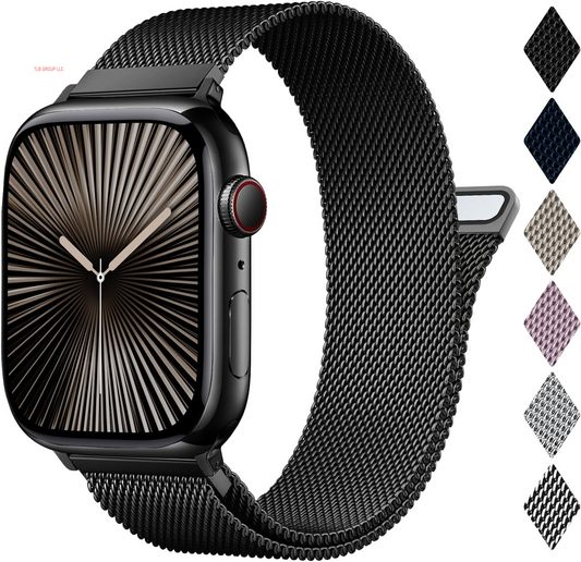 Patented Milanese Loop Compatible with Apple Watch Band 46Mm 44Mm 45Mm 49Mm 38Mm 40Mm 41Mm 42Mm for Women Men, Magnetic Stainless Steel Clasp for Iwatch Bands Series SE 10 9 8 7 6 5 4 3 Ultra 2 1