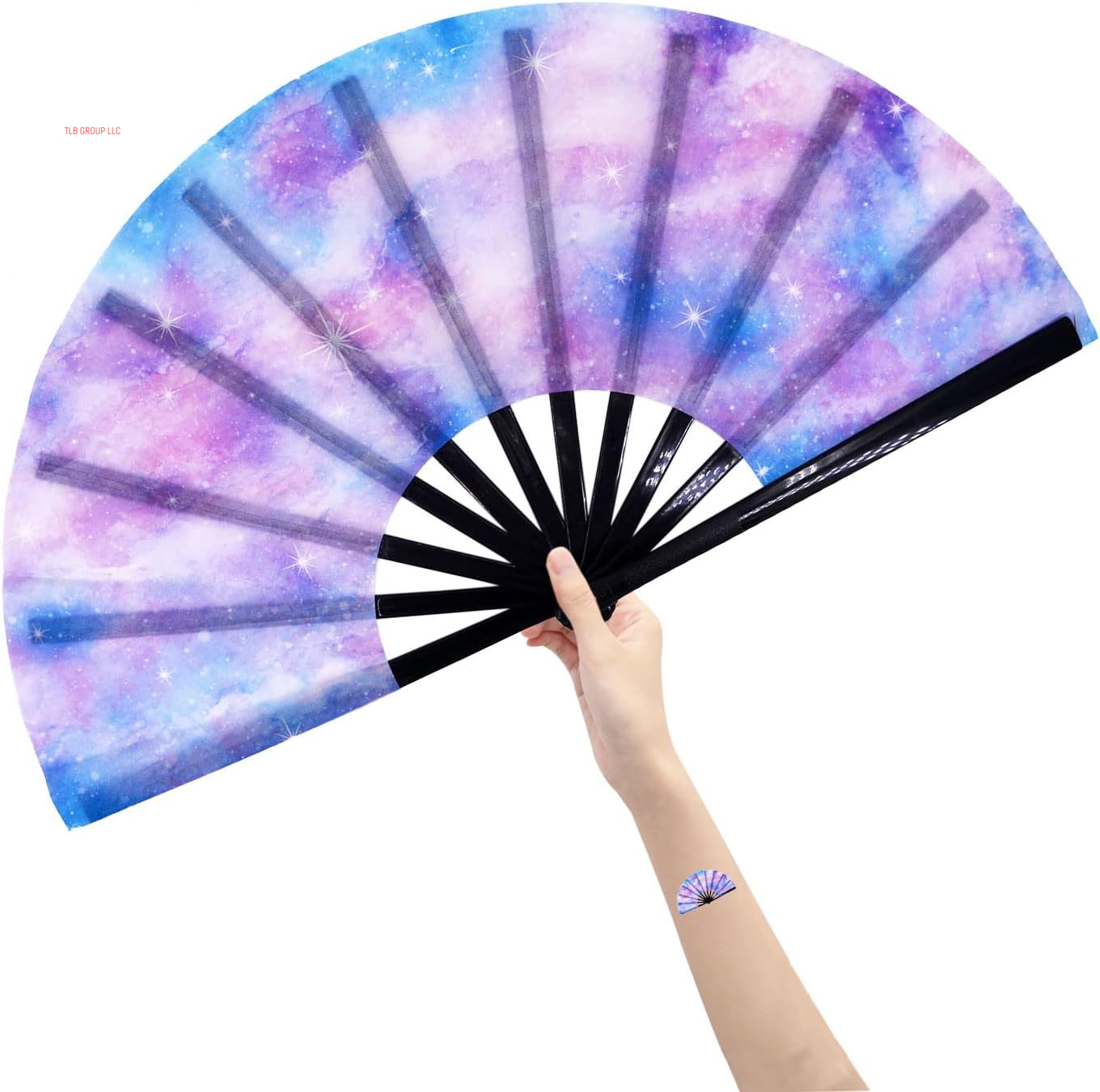 Large Folding Hand Rave Fan Popping Fans Clap Fans for Line Dancing, Big Clacking Fan for Boots on the Ground Dance,Party,Decoration,Festival (Galaxy)