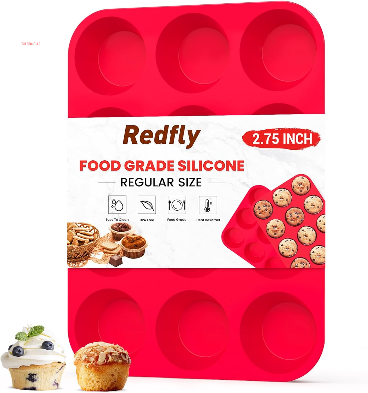 2 Pack Silicone Muffin Pan & Cupcake Pans for Baking - 12 Cup Regular Size BPA Free Egg Bites Molds
