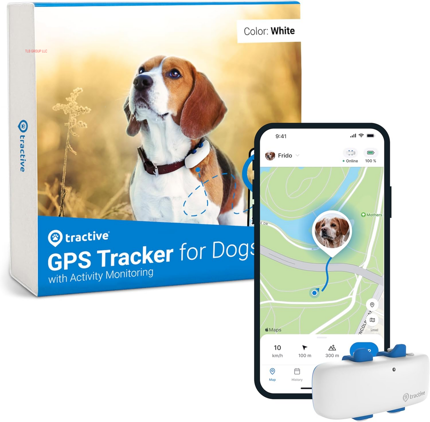 GPS Dog Tracker | Real-Time Pet Location Tracker | Health & Wellness Alerts | Virtual Fence for Dogs | Dog Collar Attachment (White)