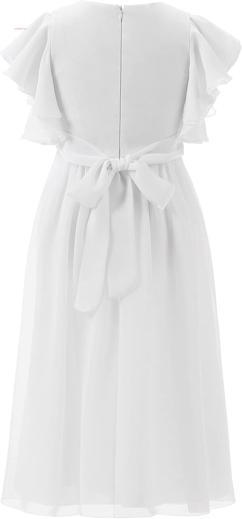 Fancy Chiffon Flower Girl Dresses Flutter Sleeves Junior Bridesmaid Dress