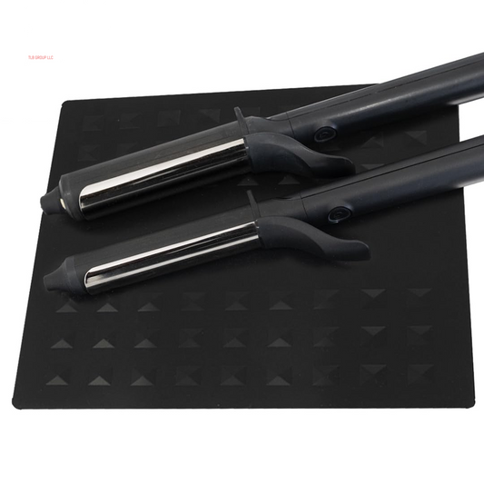 Heat-Resistant Styling Station Mat, Silicone Mat Prevents Work Surfaces from Heat Damage of Styling Tools, Prevent Tool from Falling or Slipping, Black, 9 X 11 Inches