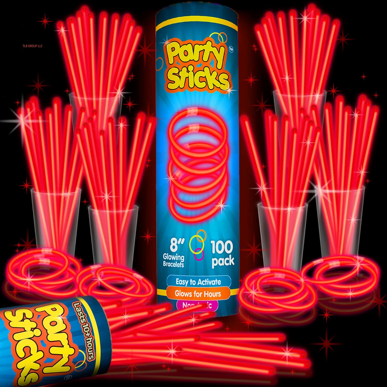 Glow Sticks Party Supplies 100Pk - 8 Inch Glow in the Dark Light up Sticks Party Favors, Glow Decorations, Neon Party Glow Necklaces and Glow Bracelets with Connectors