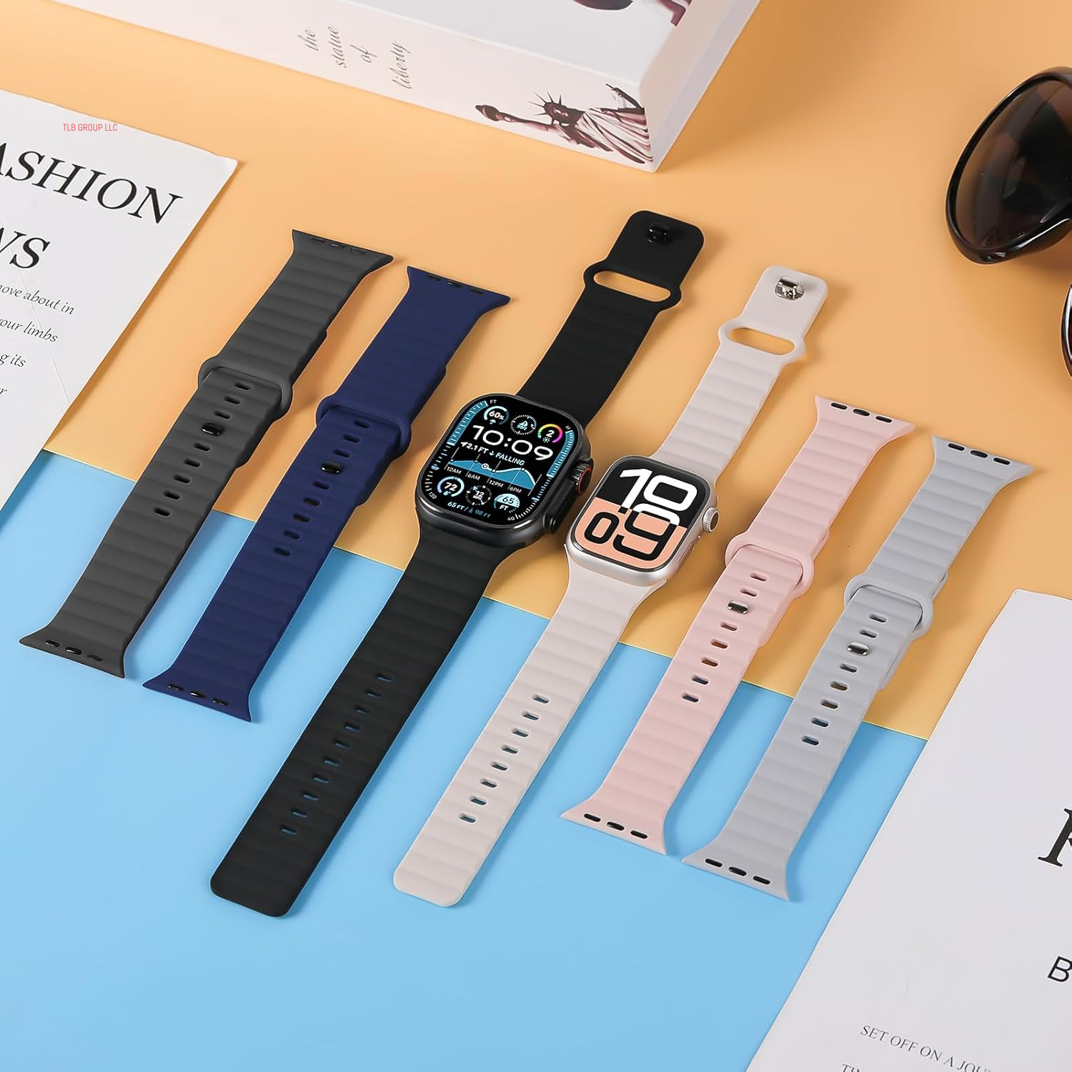 6 Pack Sport Bands for Apple Watch Ultra/2 Band 49Mm 46Mm 45Mm 44Mm 42Mm 41Mm 40Mm 38Mm Iwatch Bands for Men Women,Waterproof Soft Silicone Strap Wristband for Apple Watch Series 10 9 8 7 6 5 4 3 SE 2