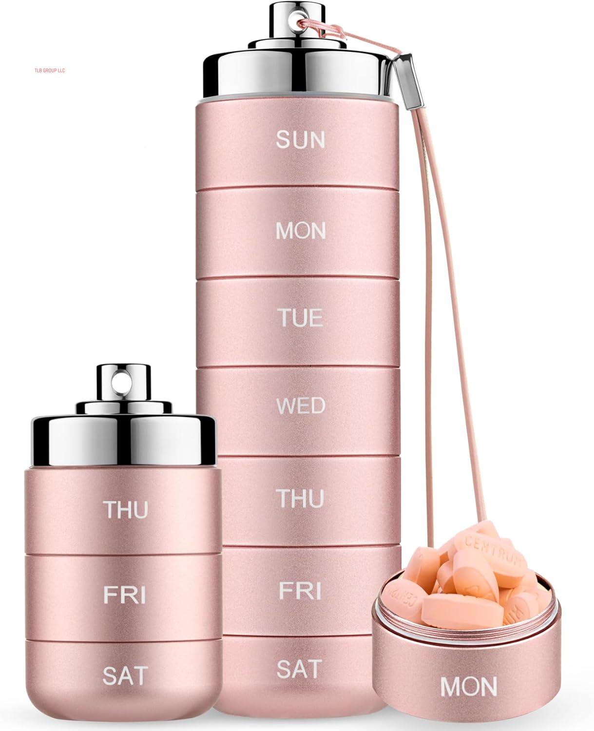 Metal Travel Pill Organizer, Portable 7 Day Vitamin Organizer Stackable, Waterproof 1 Times a Day Pill Box, Large Pill Container, Daily Medicine Organizer for Vitamin, Fish Oil, Supplement